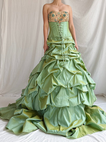 Vintage Alliage Paris Ruche Iridescent Gown - XS-M