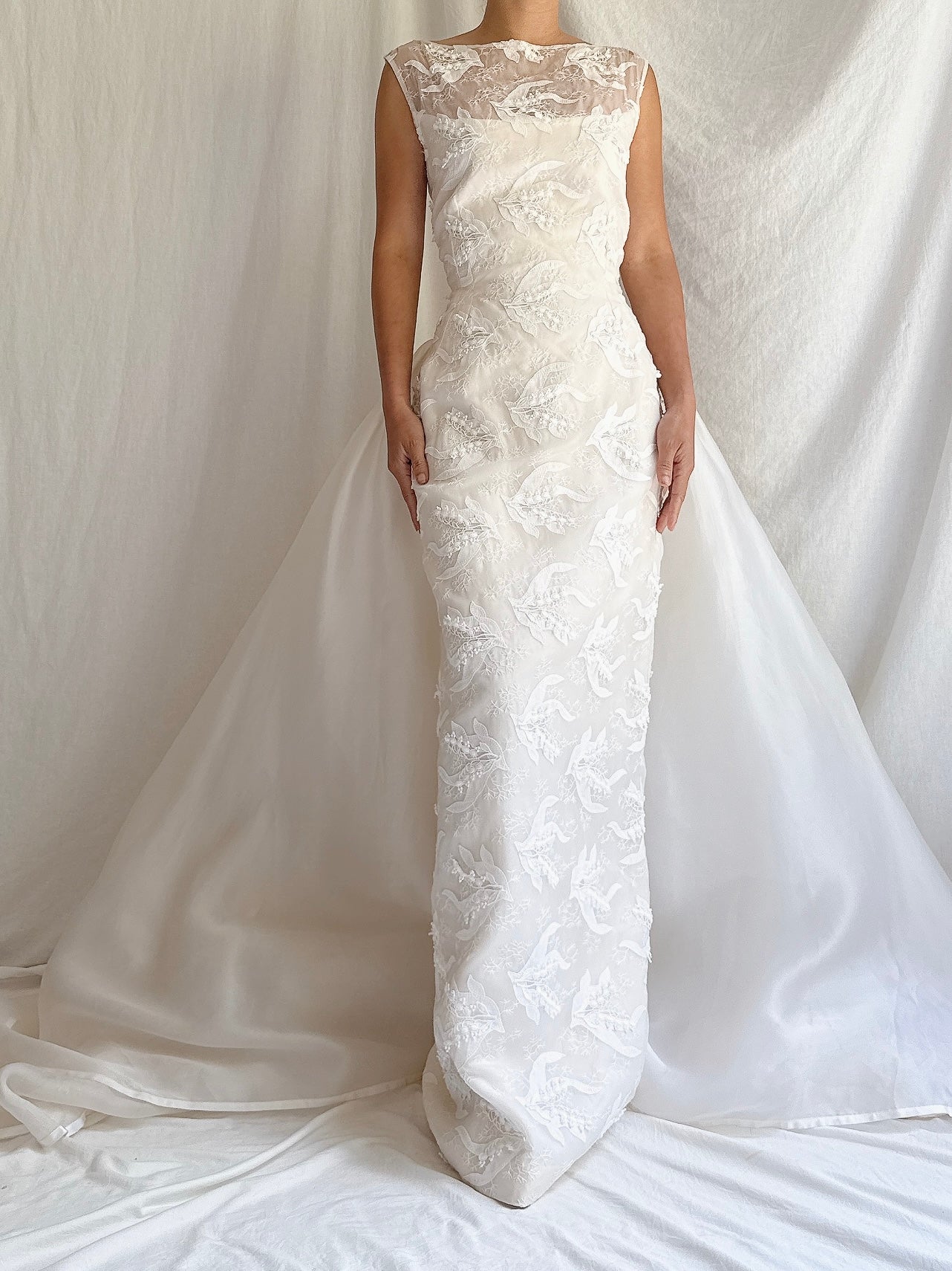 Vintage Silk Organza Lily-of-The Valley Gown - S
