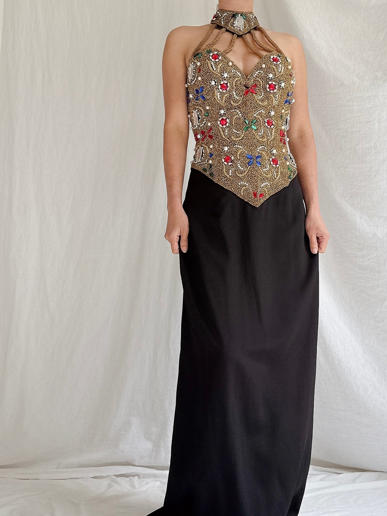 Vintage Encrusted Bodice Gown - M/L