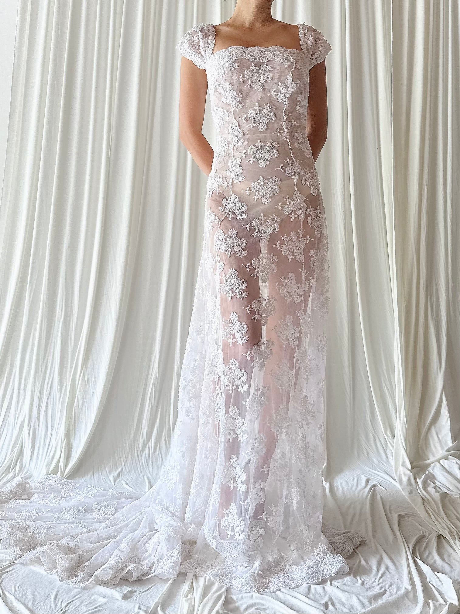 00 Tulle Beaded Dress - S