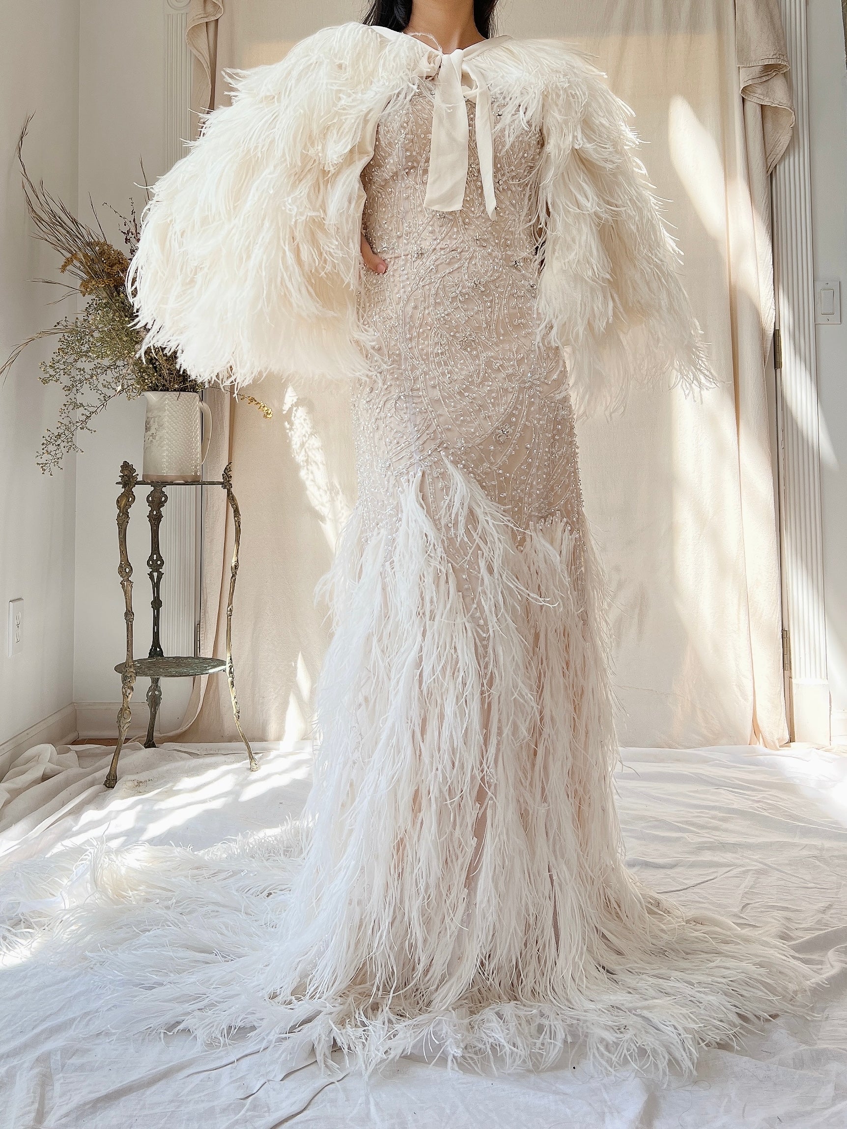 1990s Silk and Ostrich Feather Cape - OSFM