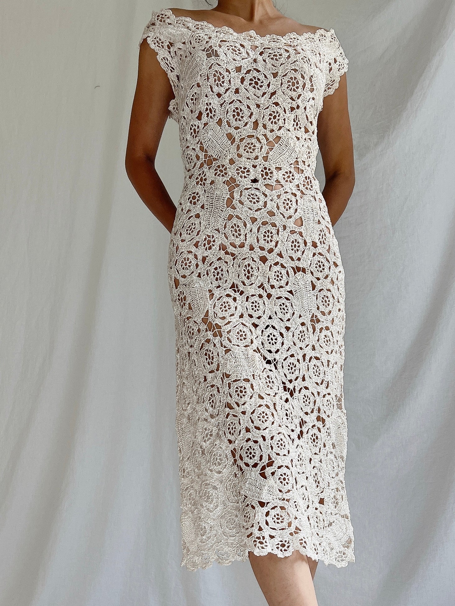 1969s Raffia Crochet Dress - S