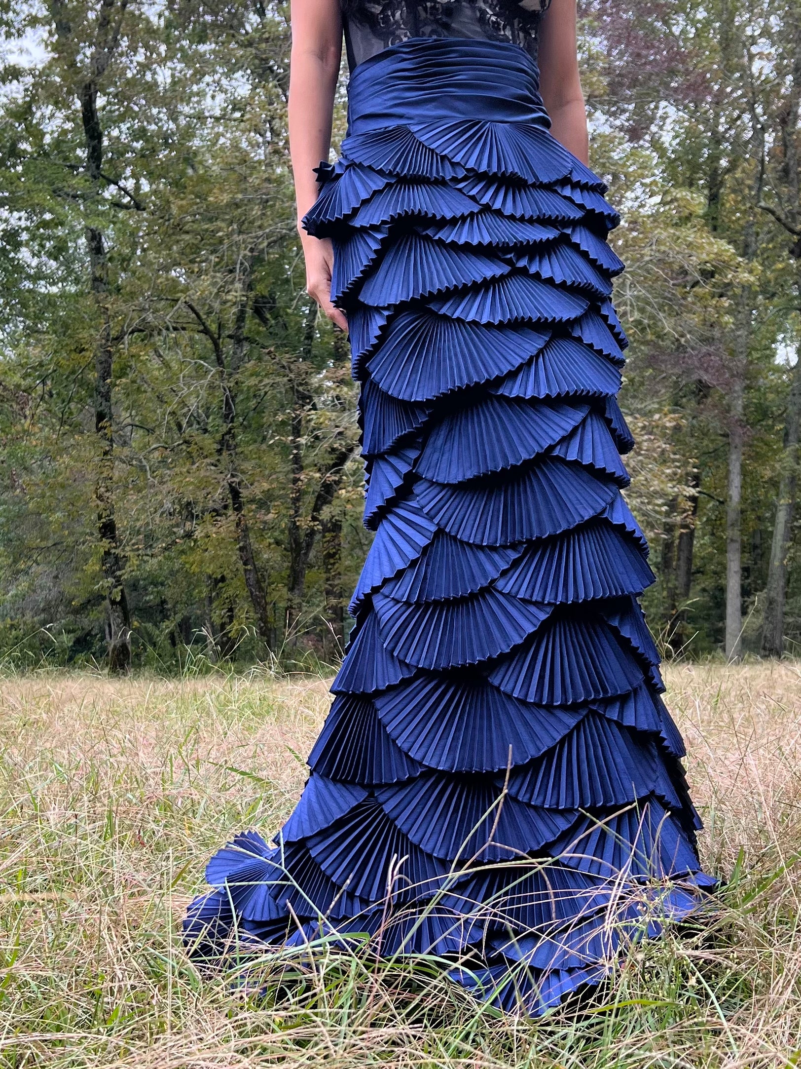 Y2K Blue Layered Pleated Skirt - S/M (6)