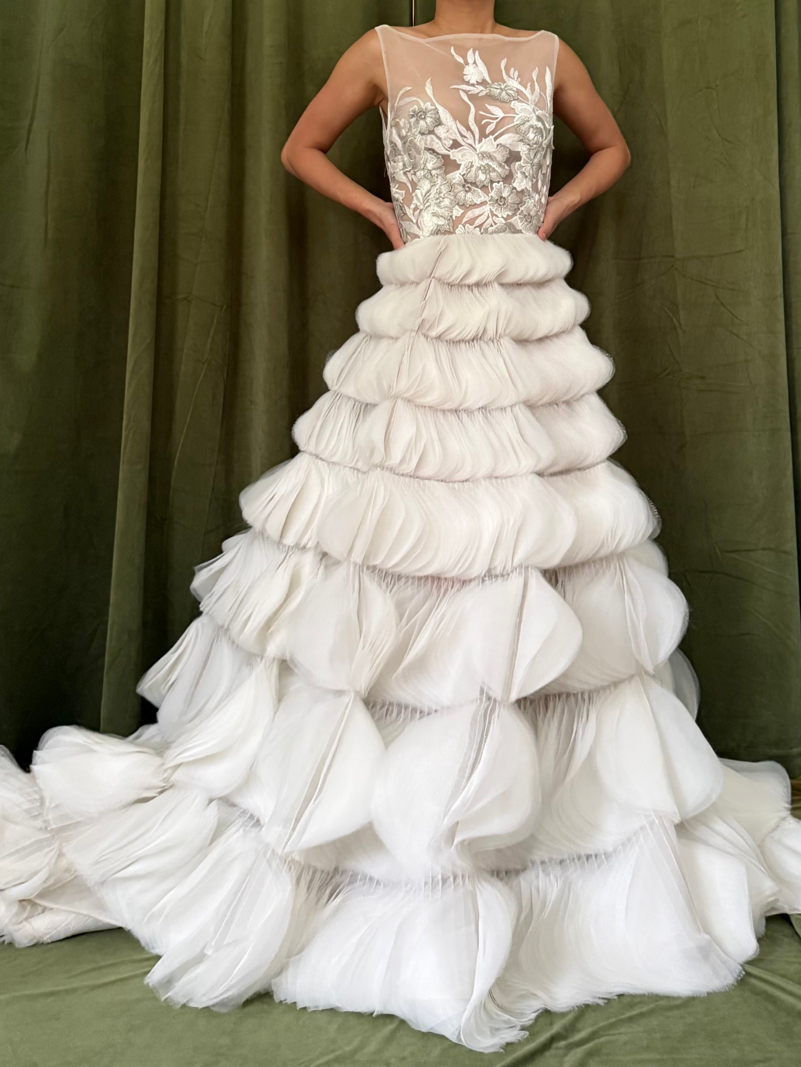 00 Lazaro Ruffled Petal Gown - XS/2