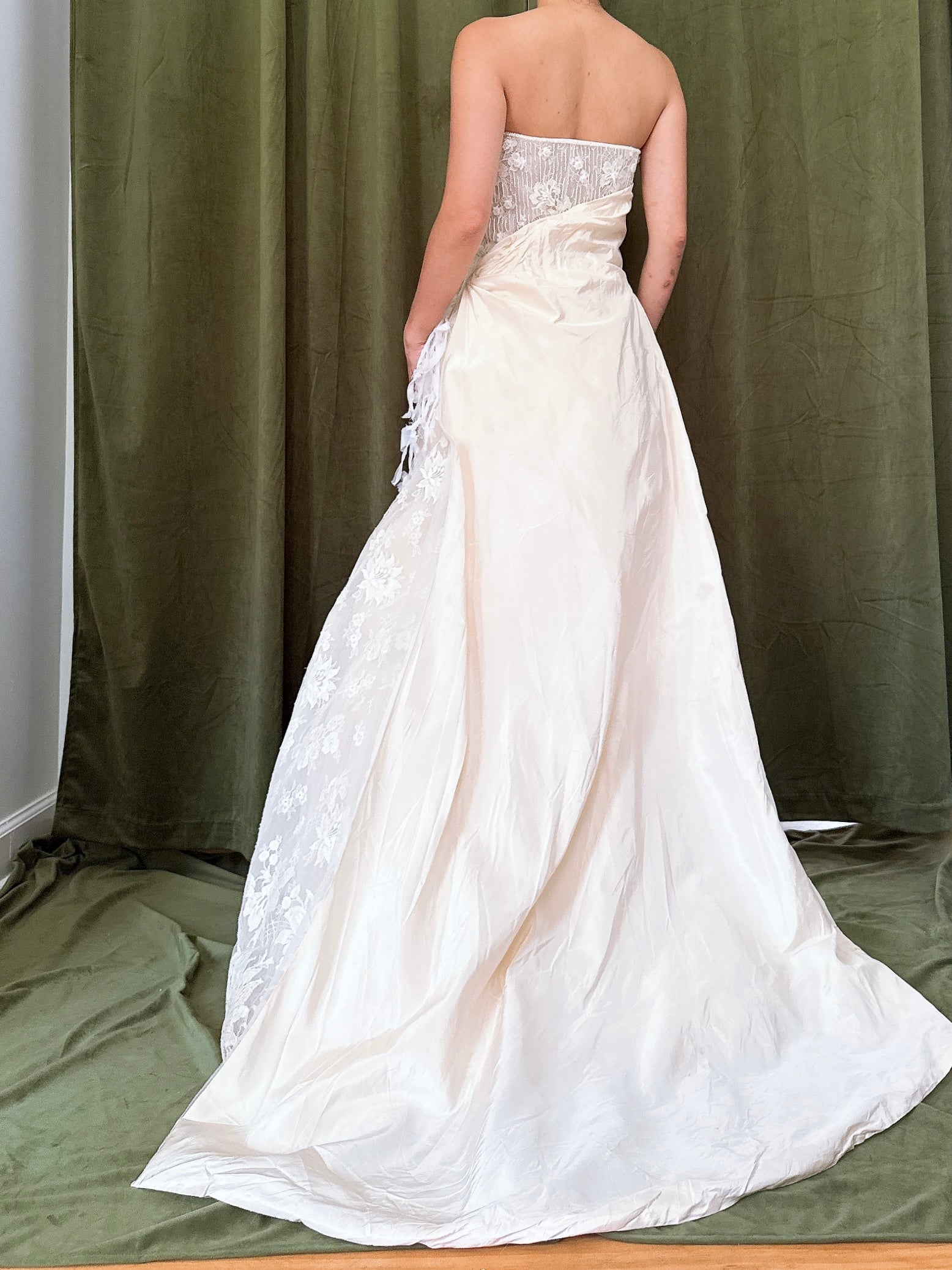 Vintage Norna Della Silk Lace Bustier Gown - M