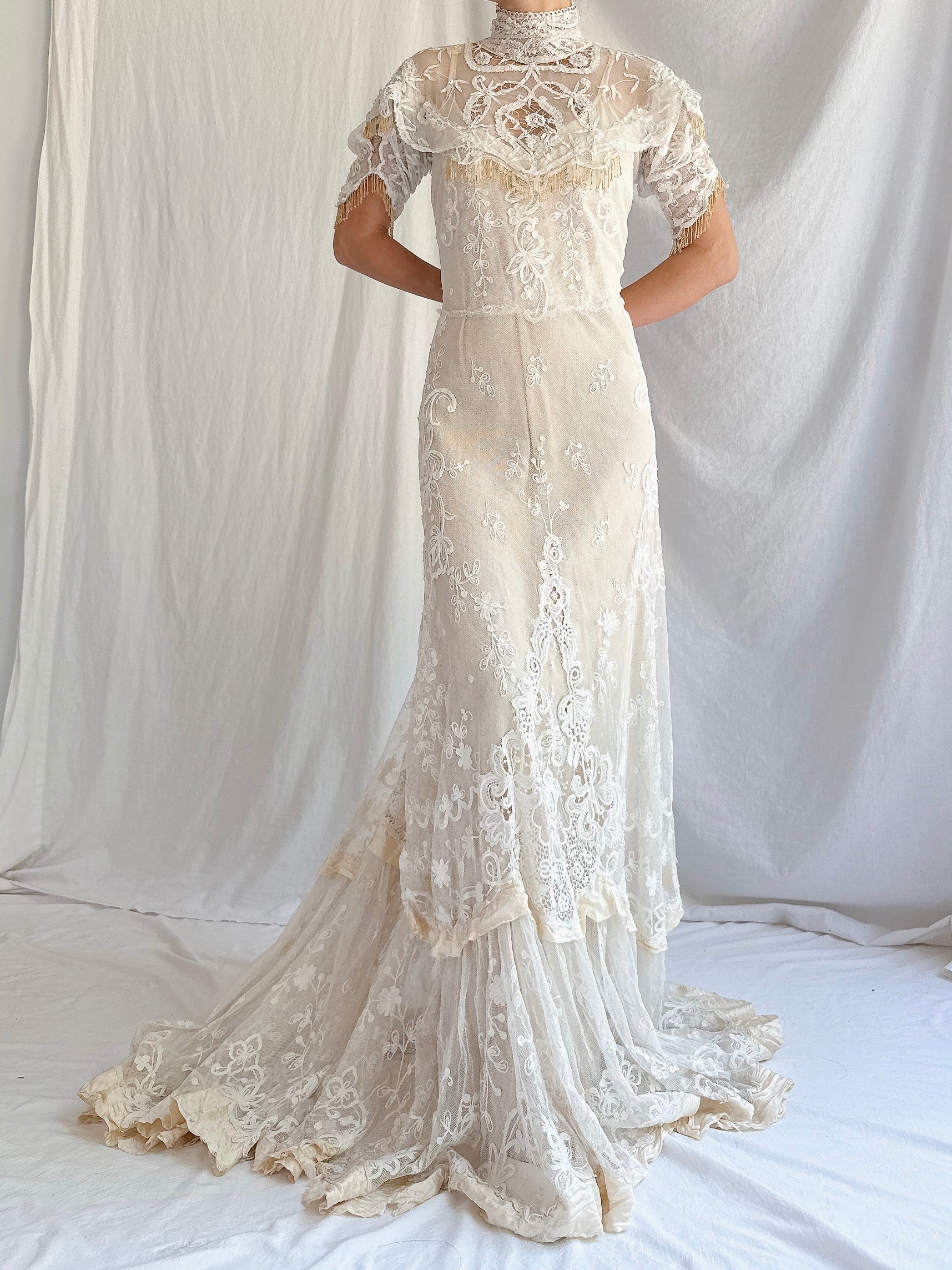 Antique Tambour Lace Gown - XS