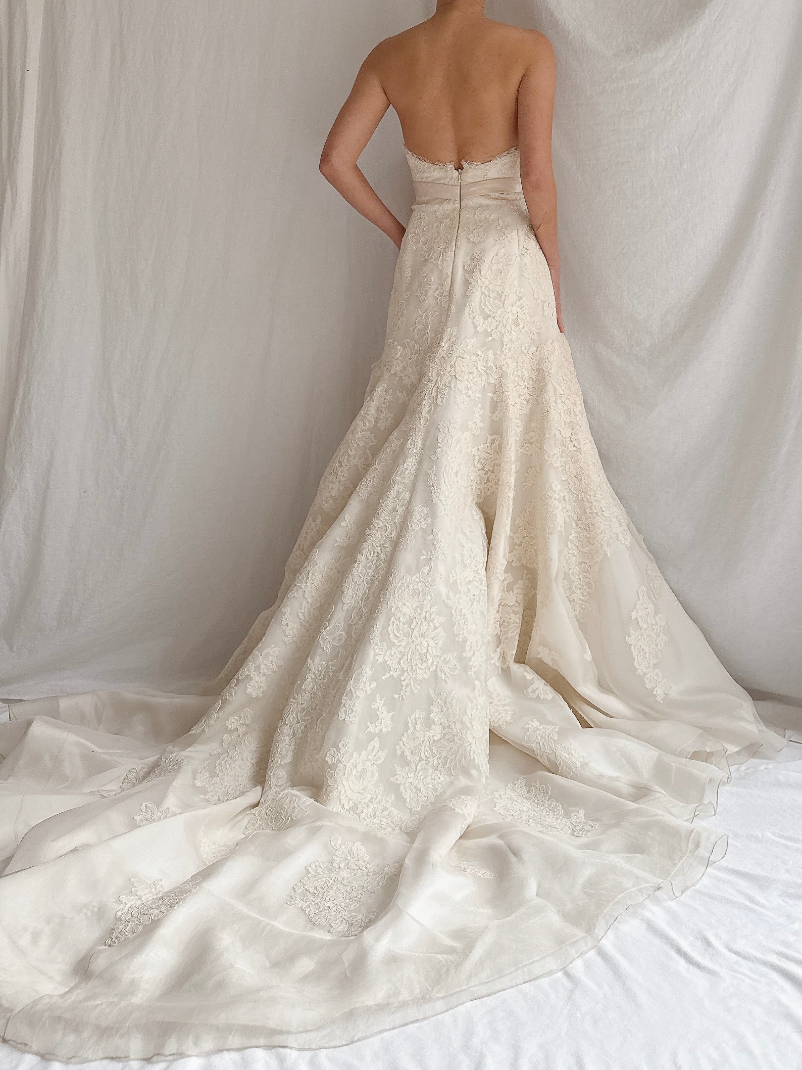 “RESERVED” Vintage Liancarlo Couture Alencon Lace & Silk Organza Gown - S/M 6