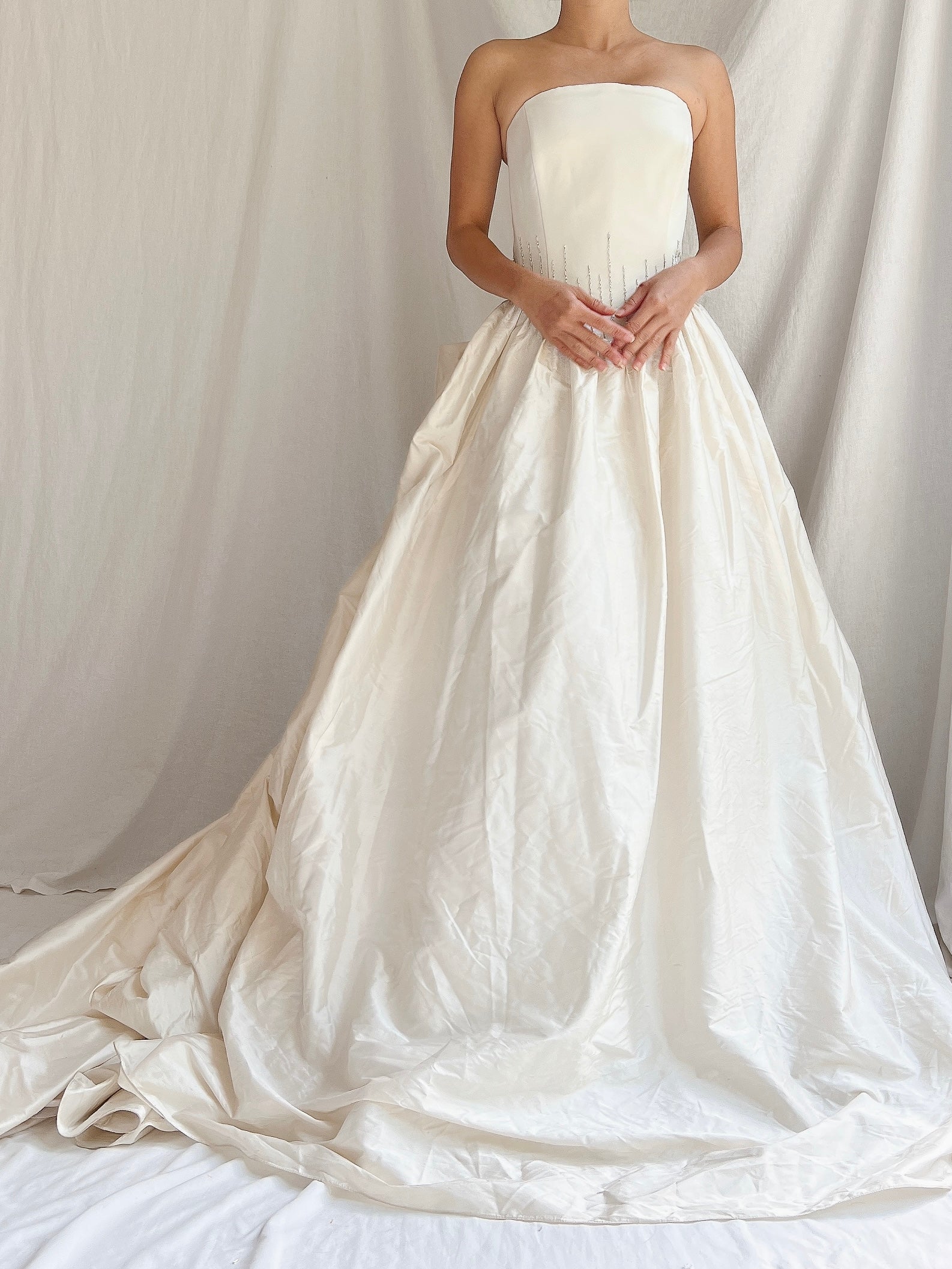 Vintage Raw Silk Strapless Corset Gown - S-M/6-10