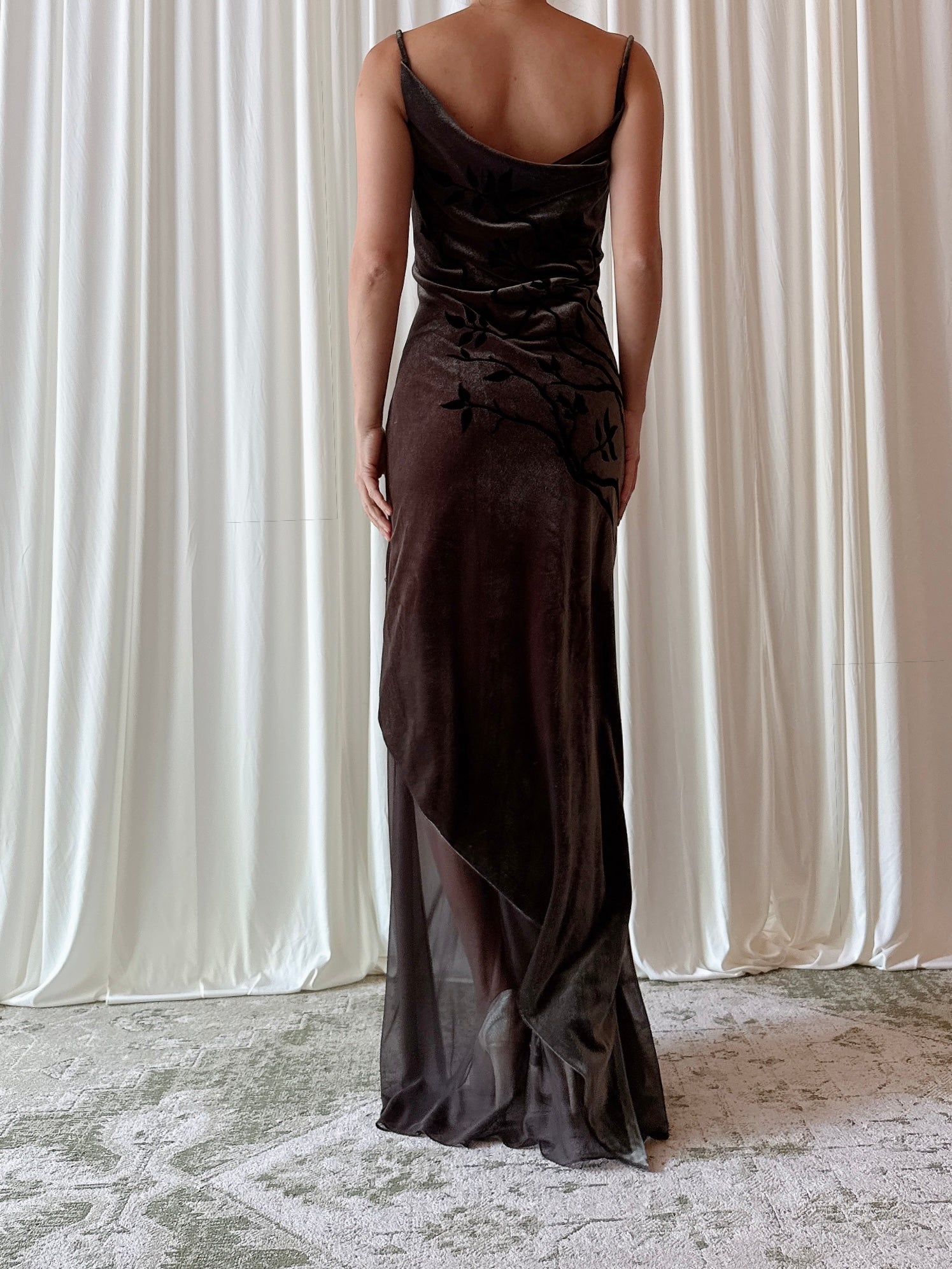 Vintage After Six Dark Olive Velvet Dress - UK 44