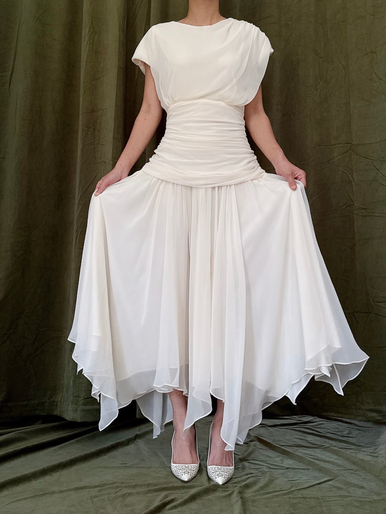 Vintage Handkerchief Hem Dress - S/M