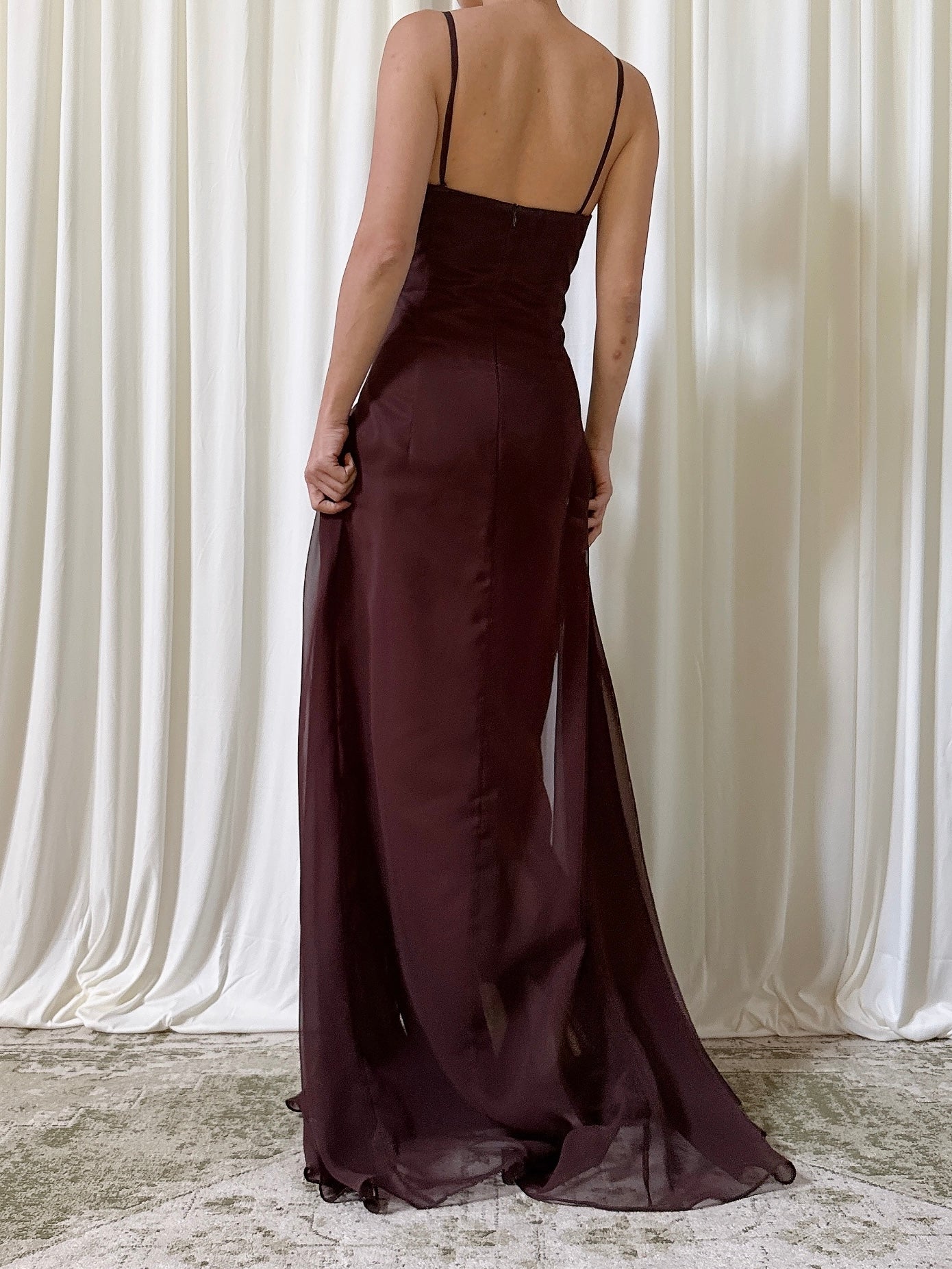 Vintage Atmosphere Chocolate Chiffon Gown - Size 6