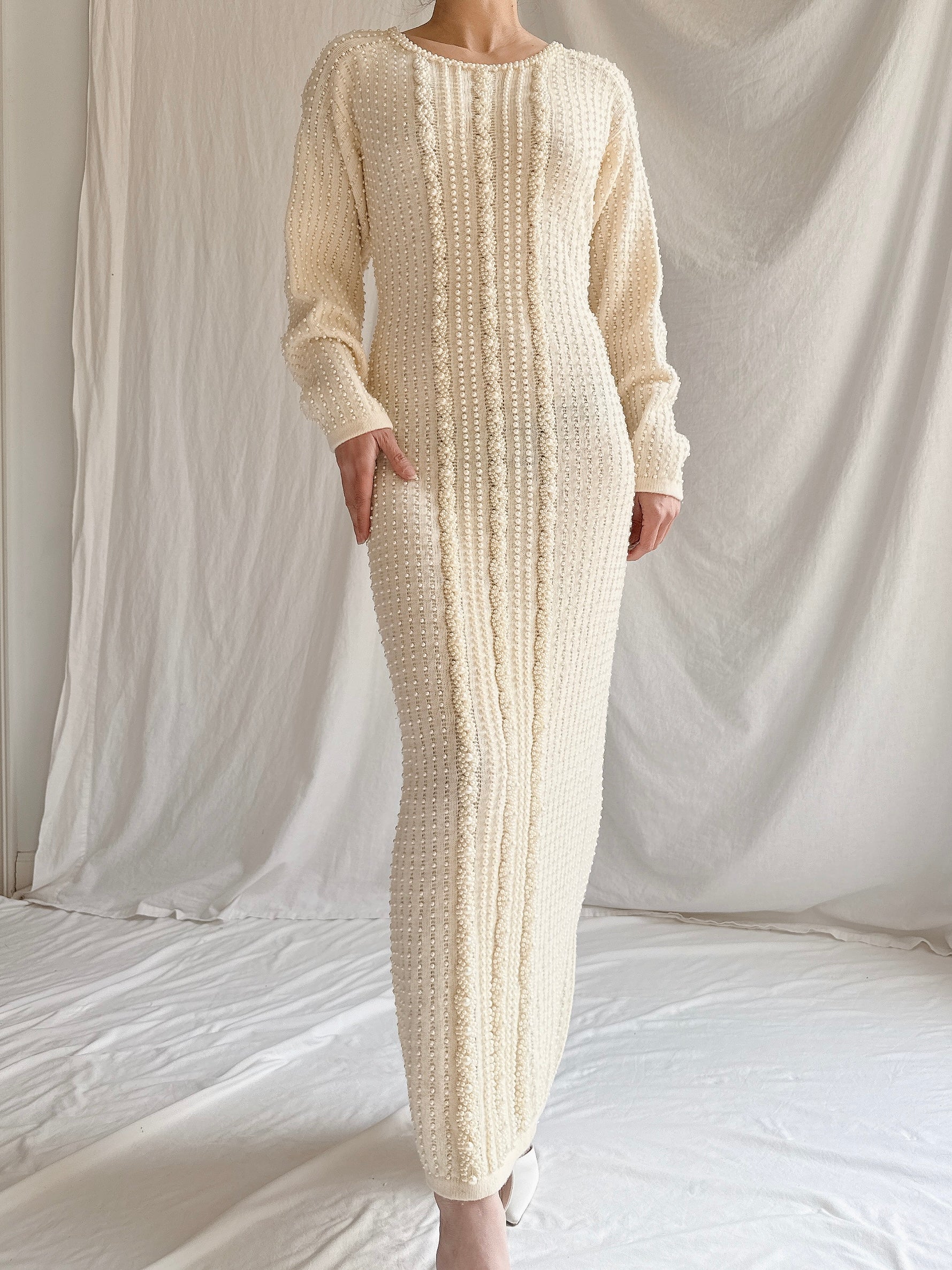 Vintage Nancy Johnson Pearl Knit Dress - S