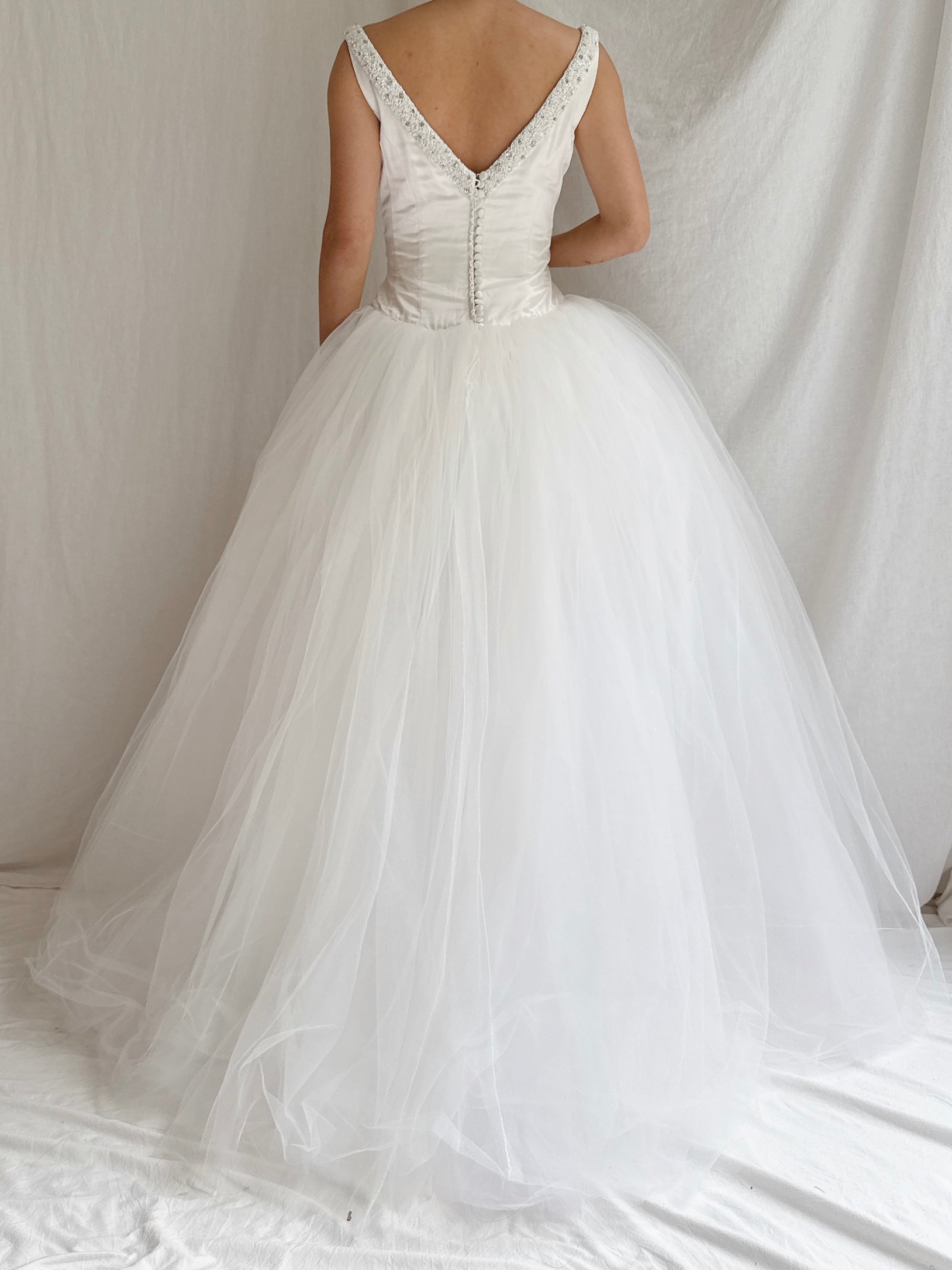 Vintage Diamond Collection Silk and Tulle Gown - S/4