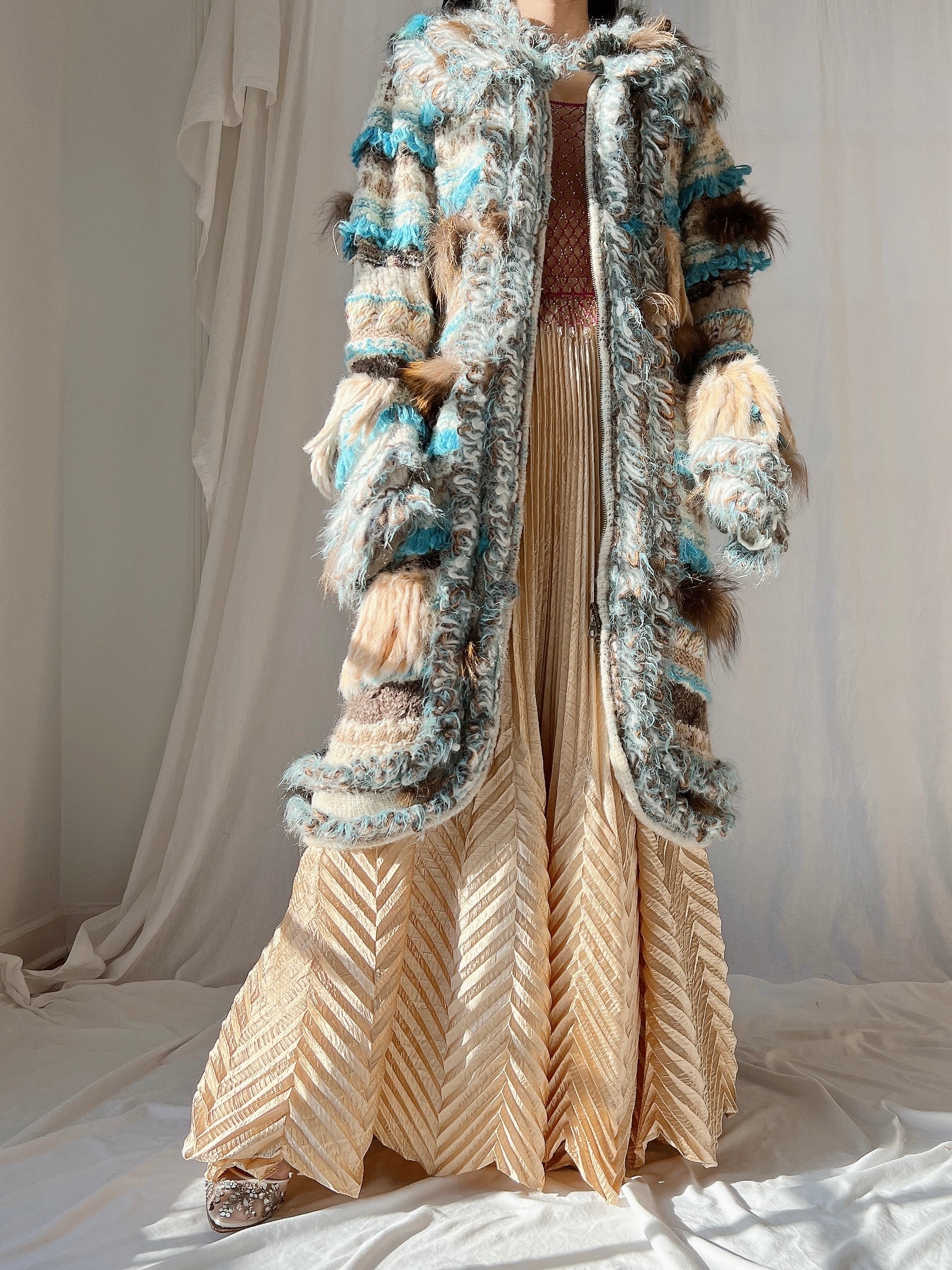 Vintage Italian Mohair and Fur Duster - OSFM