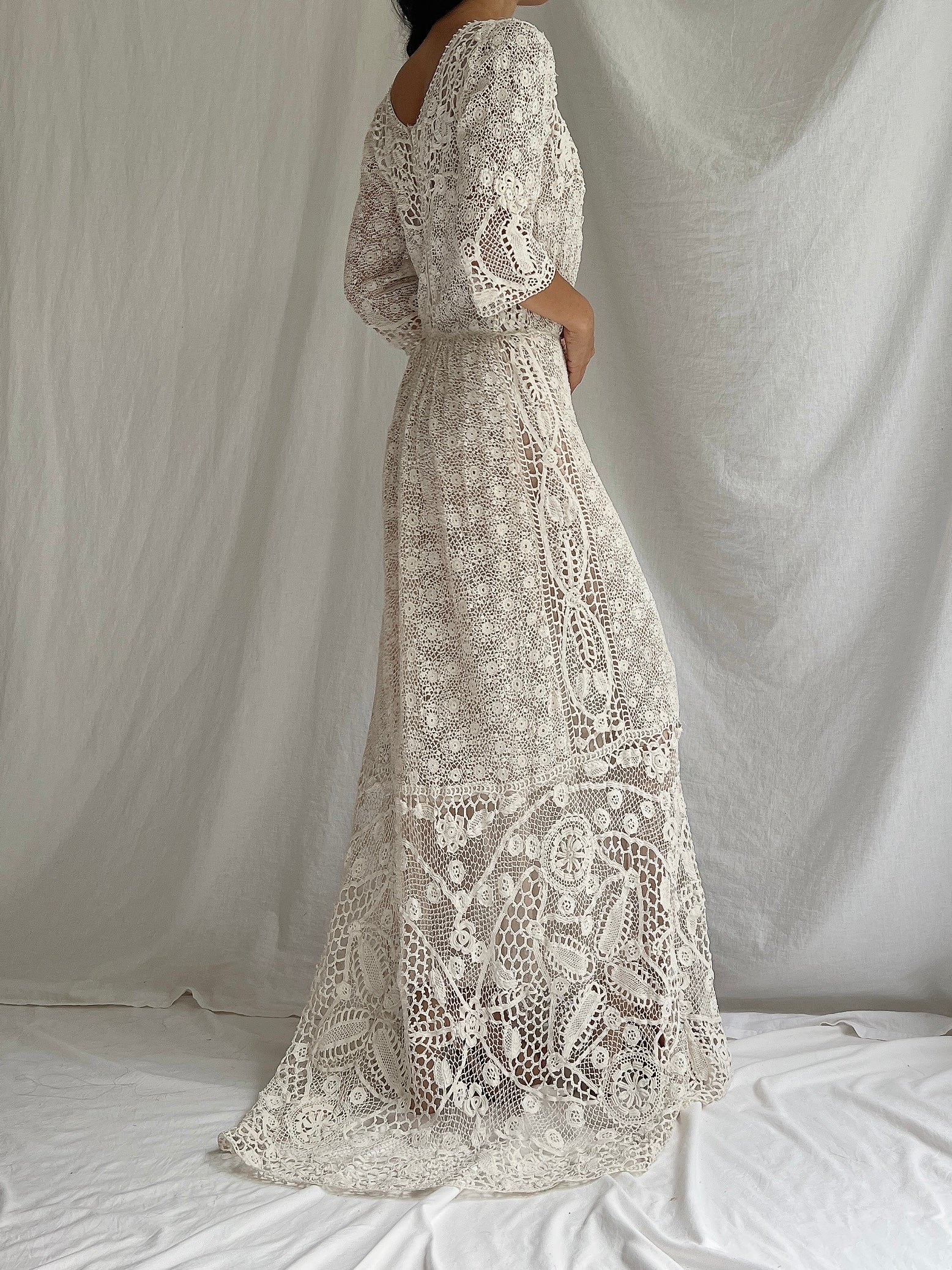 Antique Irish Crochet Dress - S