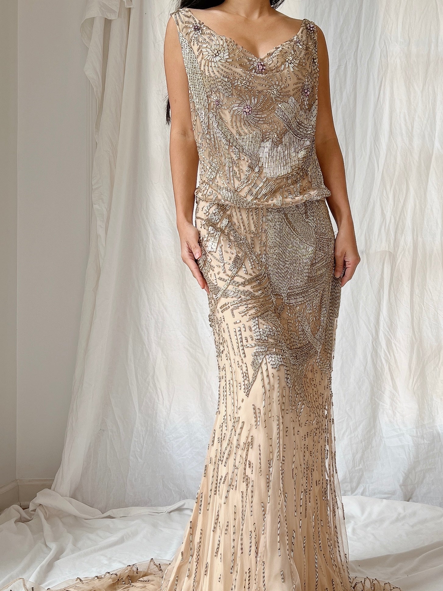 Vintage Silk Crochet Dress - S