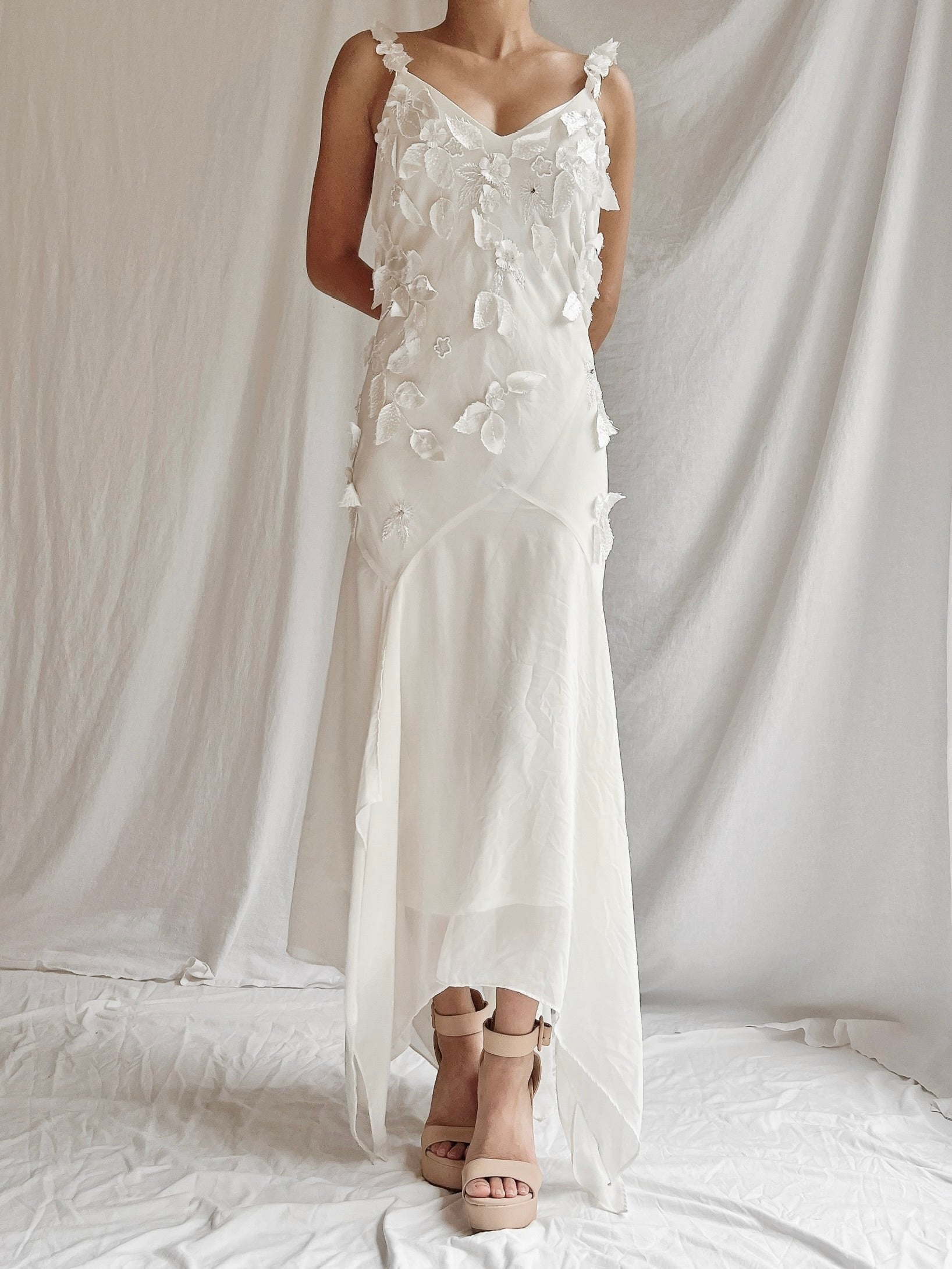 1990s Flower Applique Dress - M/L