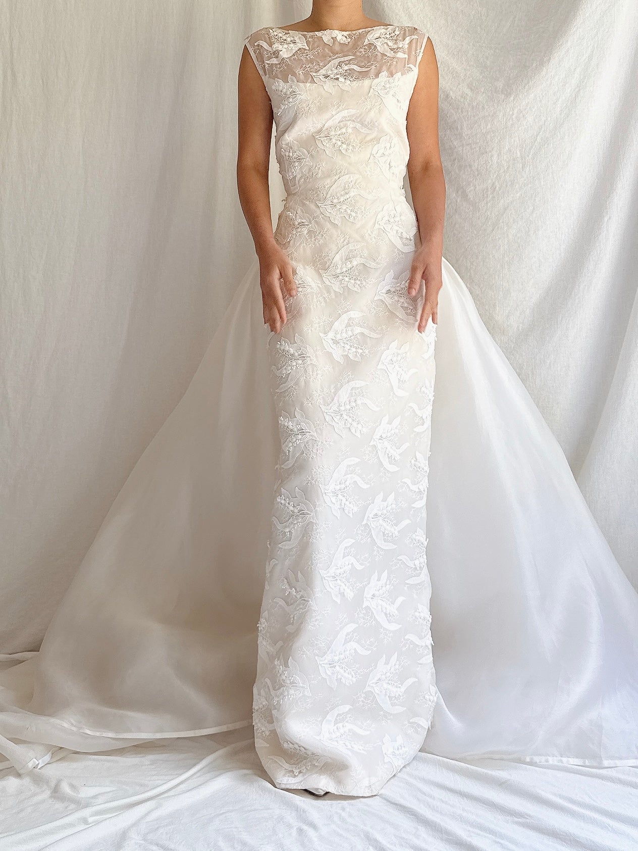 Vintage Silk Organza Lily-of-The Valley Gown - S