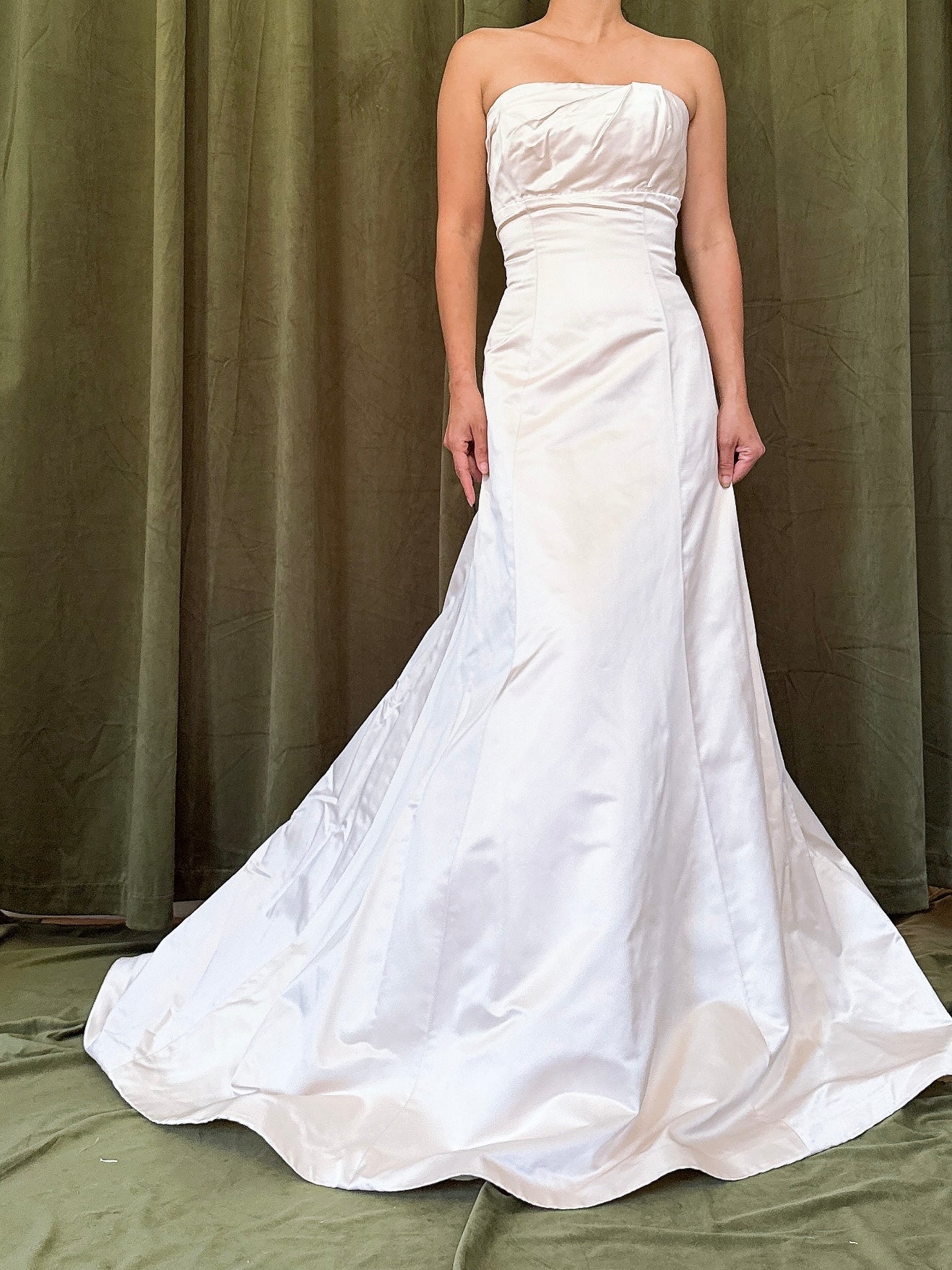 Pleated Bust Strapless Silk Gown - 34B/27W/40H/54L