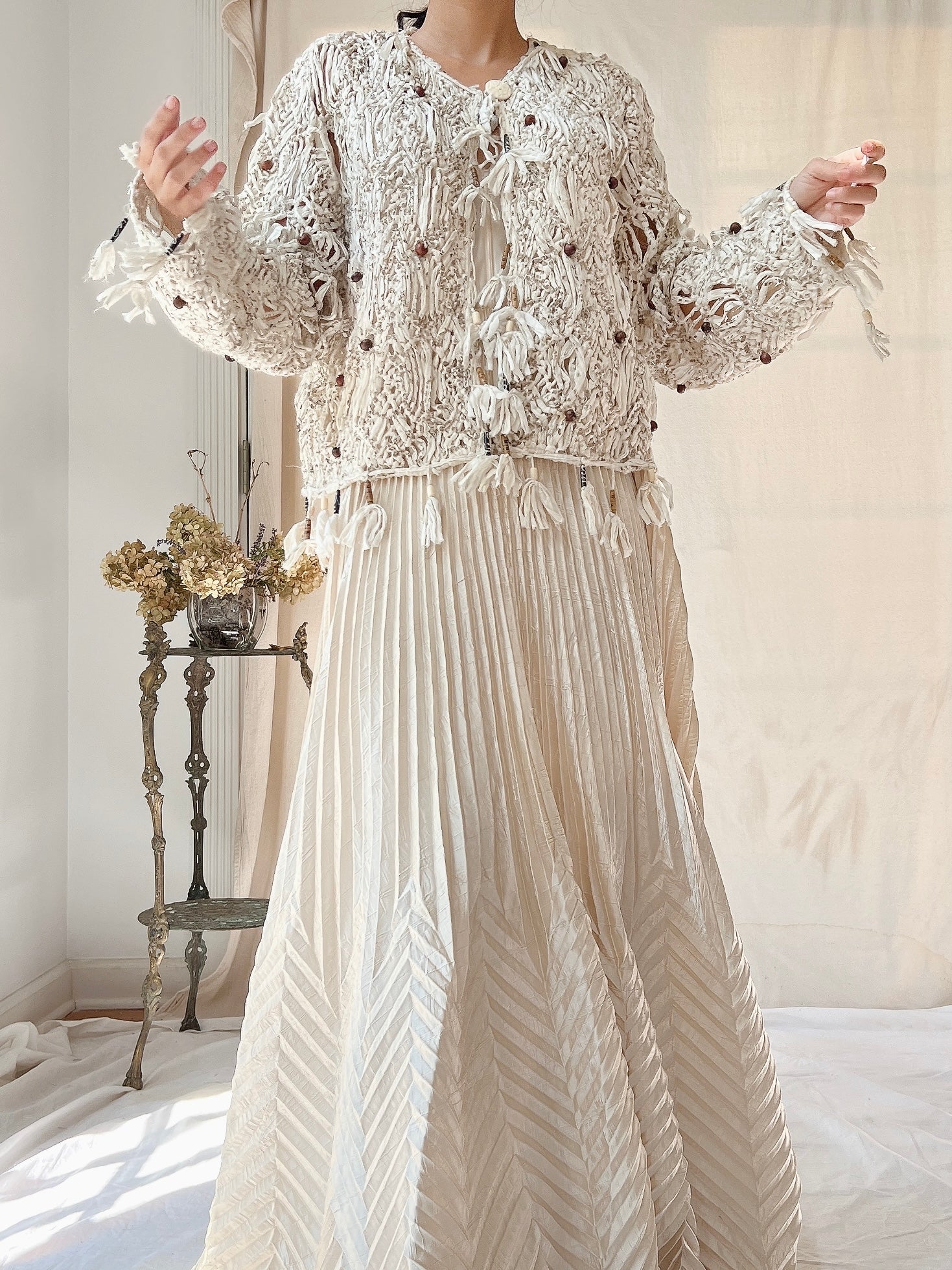 Vintage Raw Edge Crochet Jacket - M