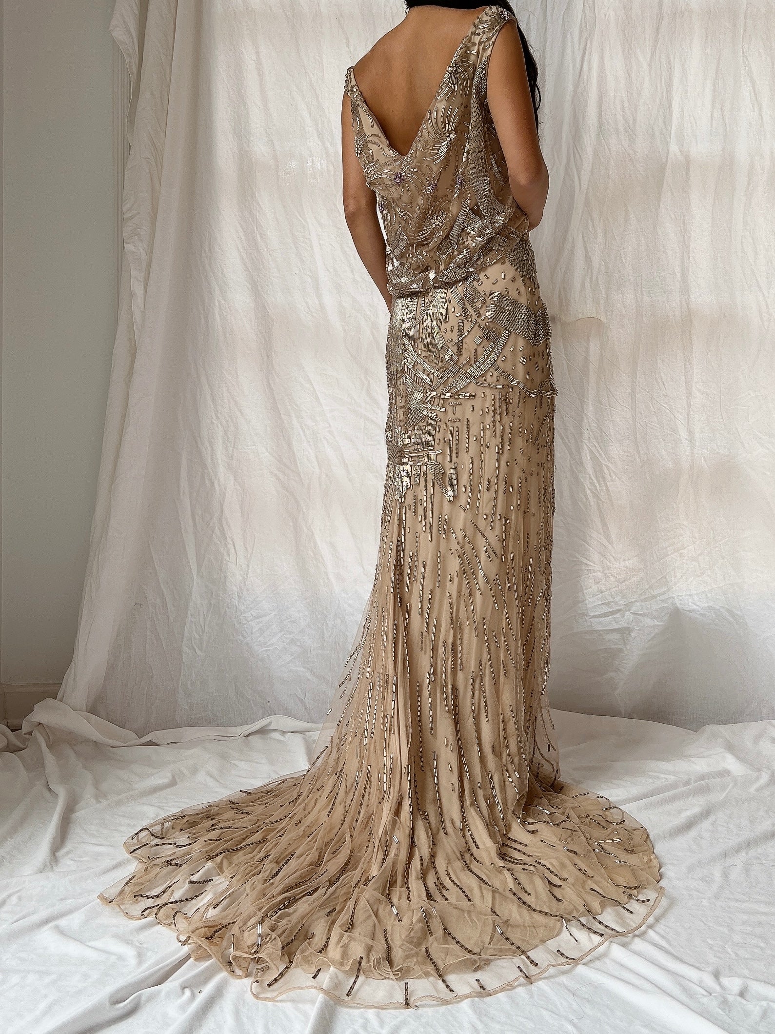 Vintage Naeem Khan Silk Beaded Gown - M/L