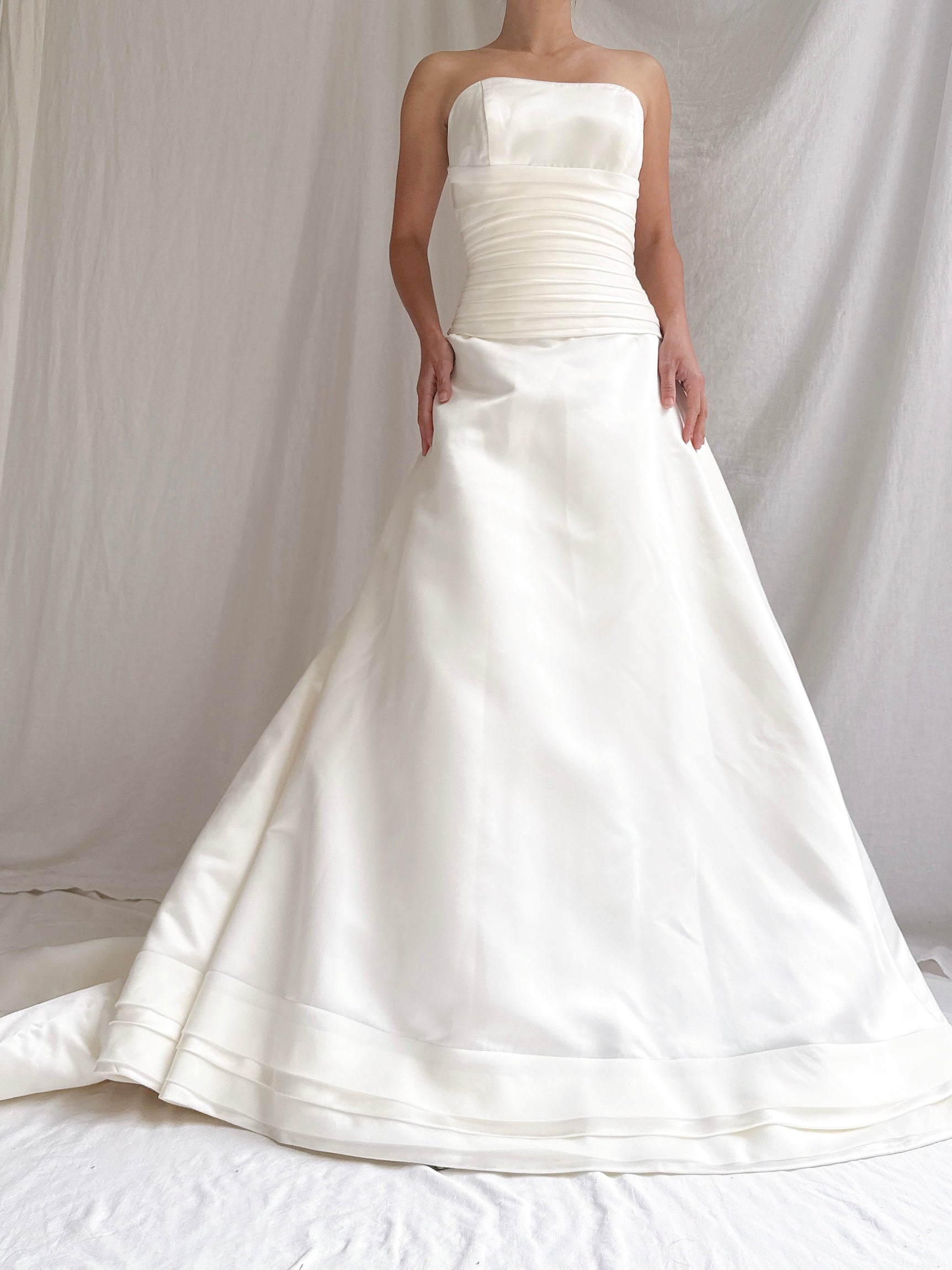 Vintage Satin Strapless Gown - M