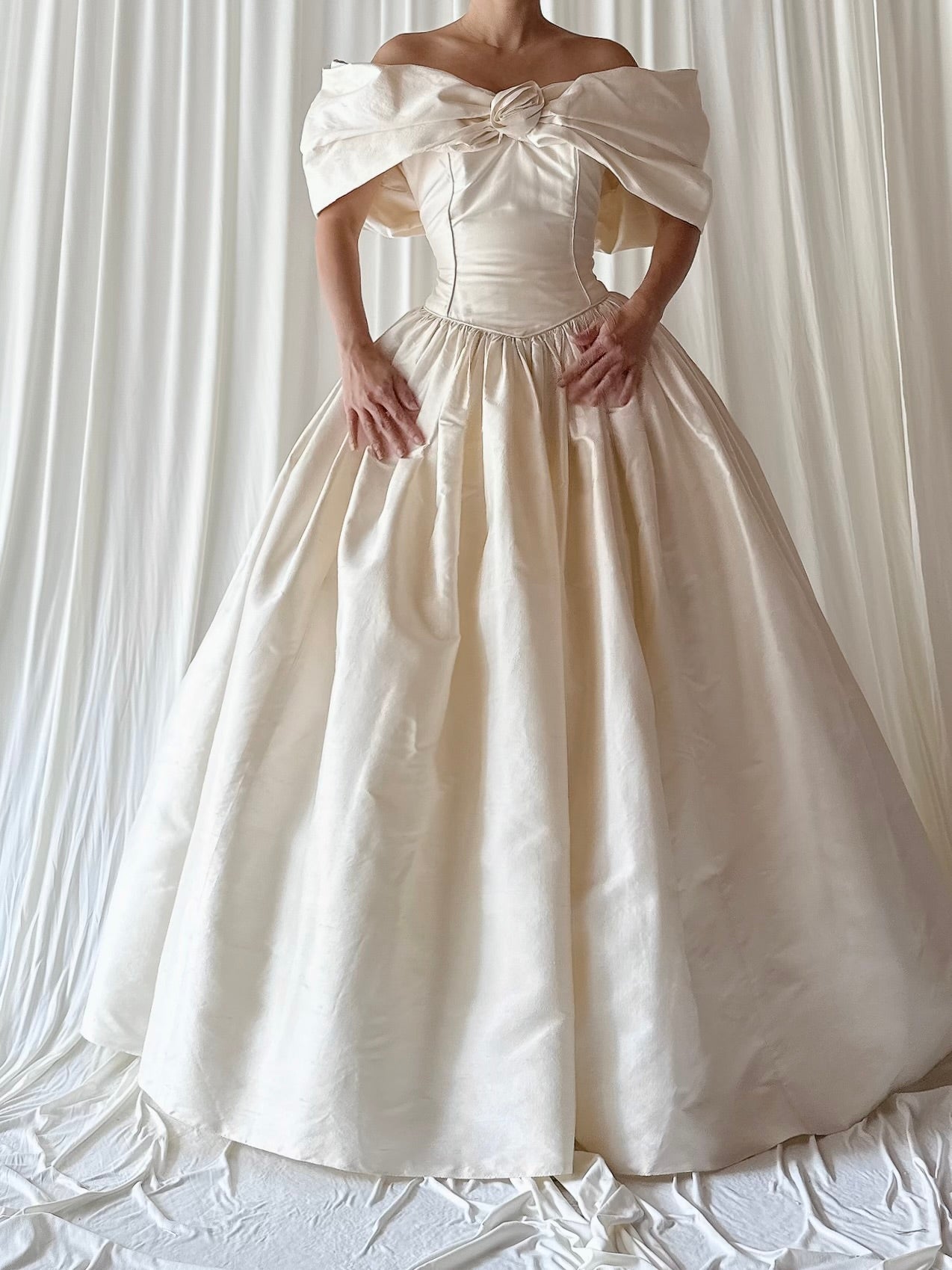 Vintage Silk Draped Neckline Dress - S