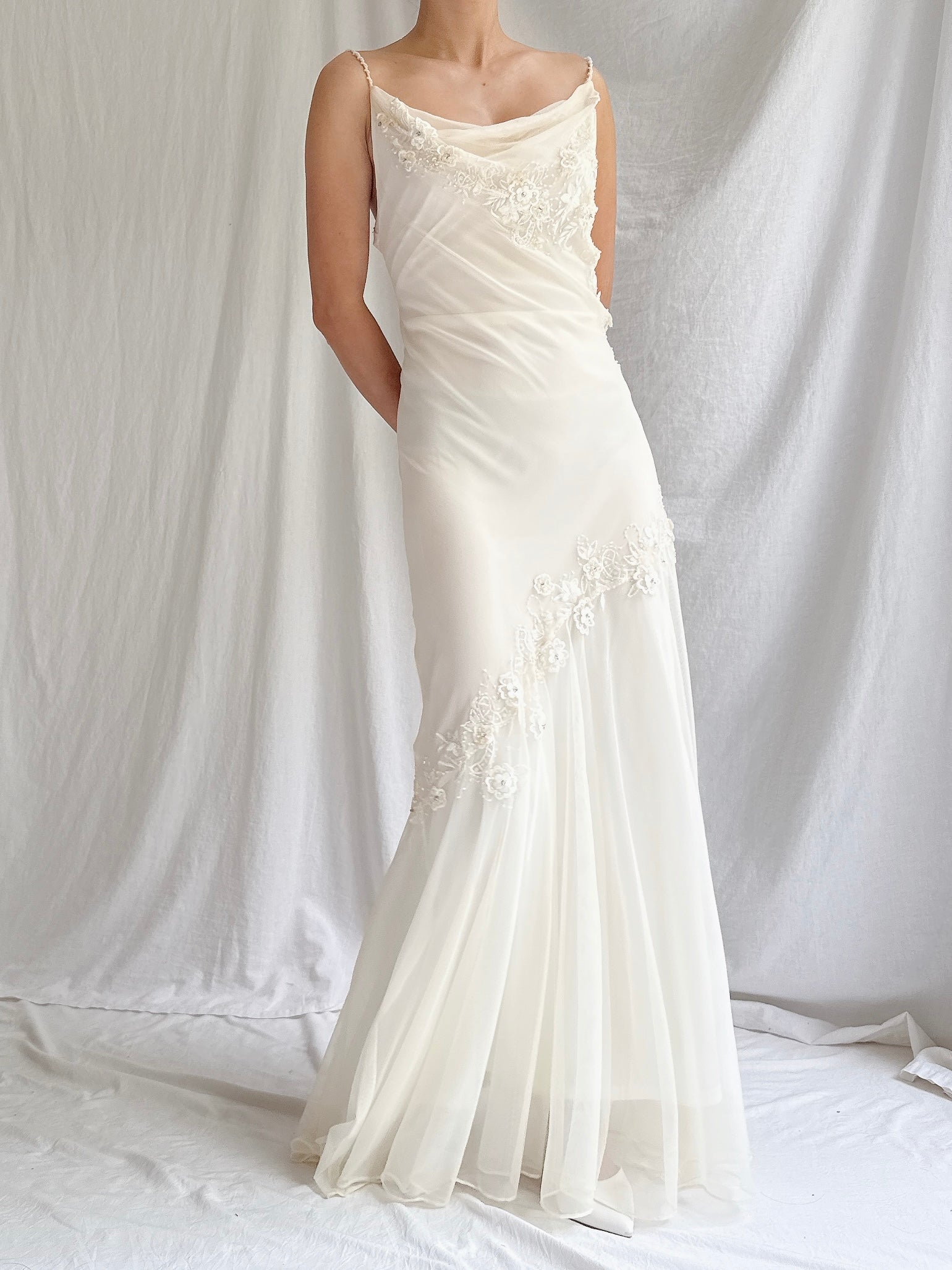 Vintage Silk Beaded Gown - M