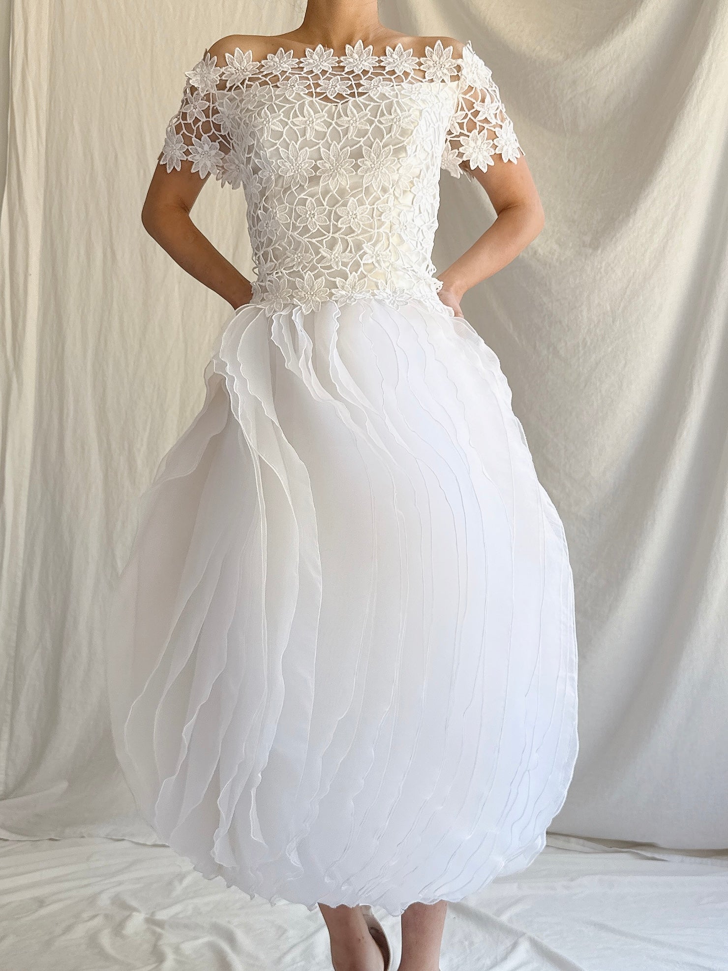 Vintage Bianchi Organza Ruffle Dress - S