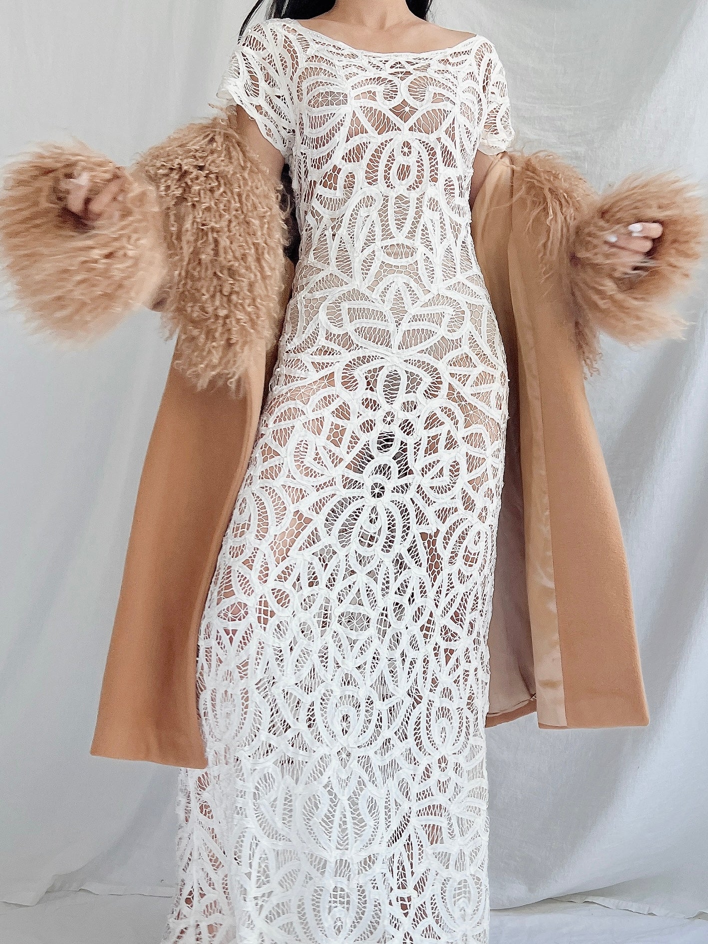 Vintage Mongolian Collar Camel Coat - M