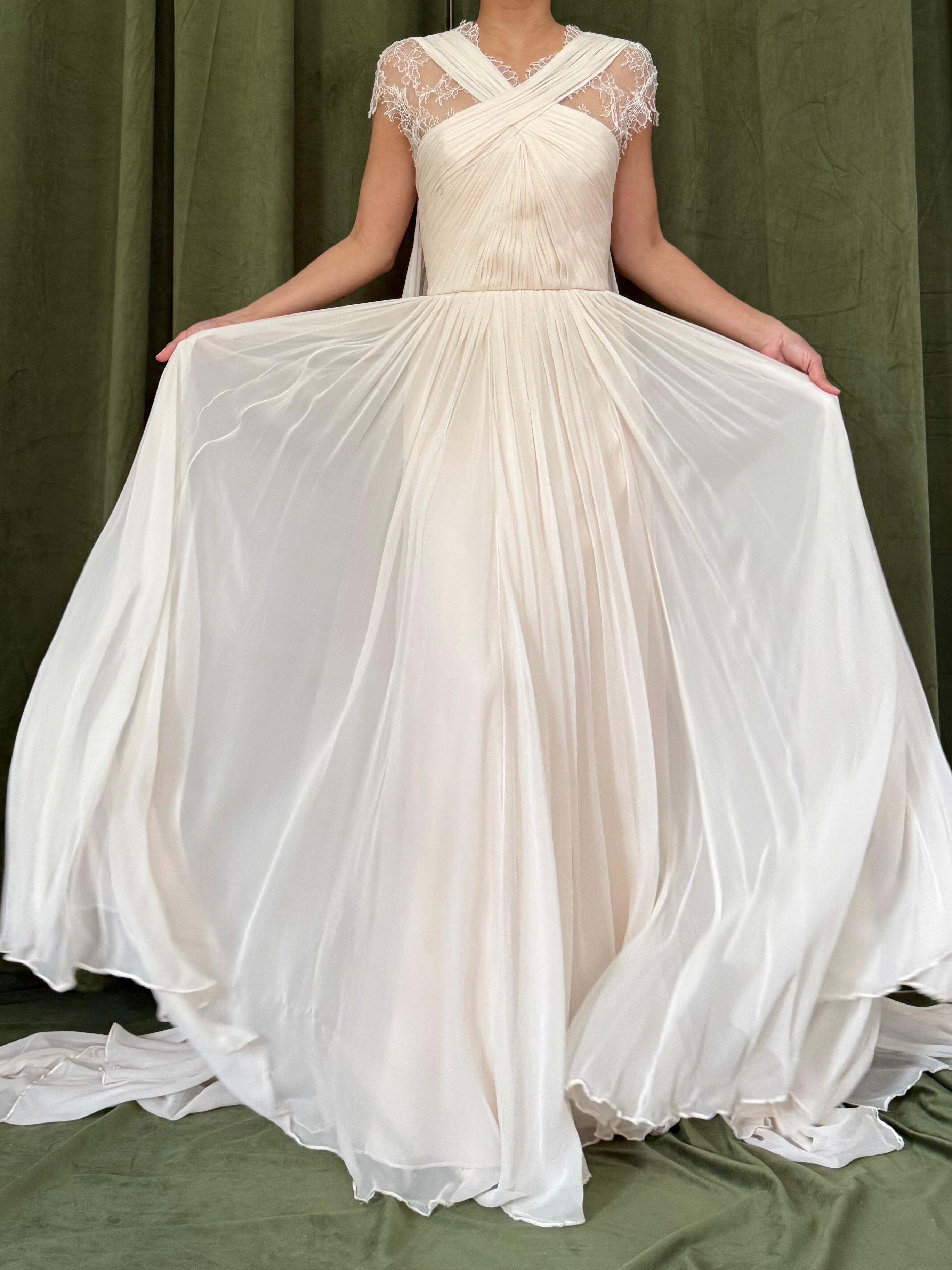 Vintage Monique Lhuillier Silk Chiffon Gown - S