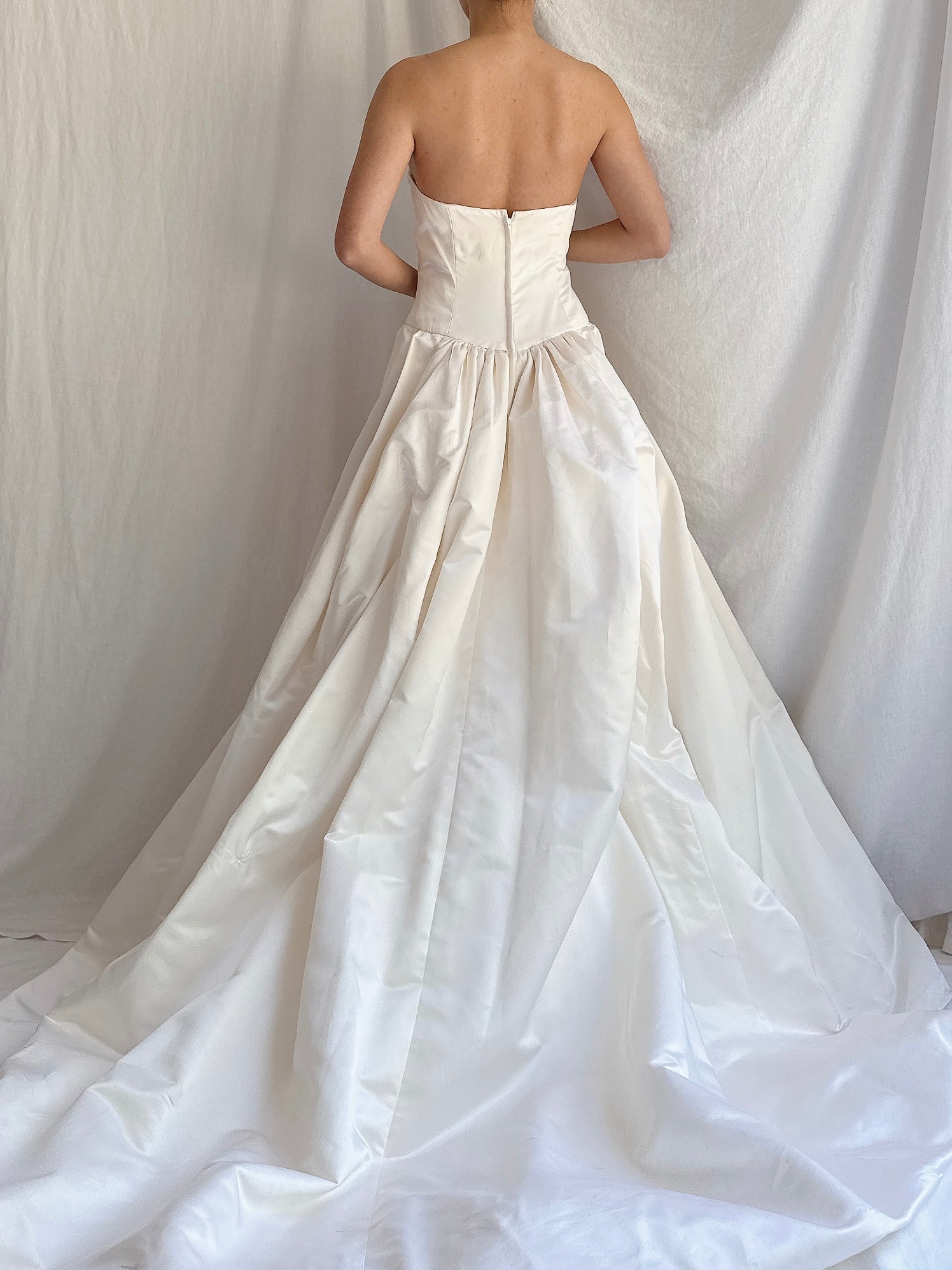 Vintage Silk/Rayon Satin Dropped Waist Gown - S