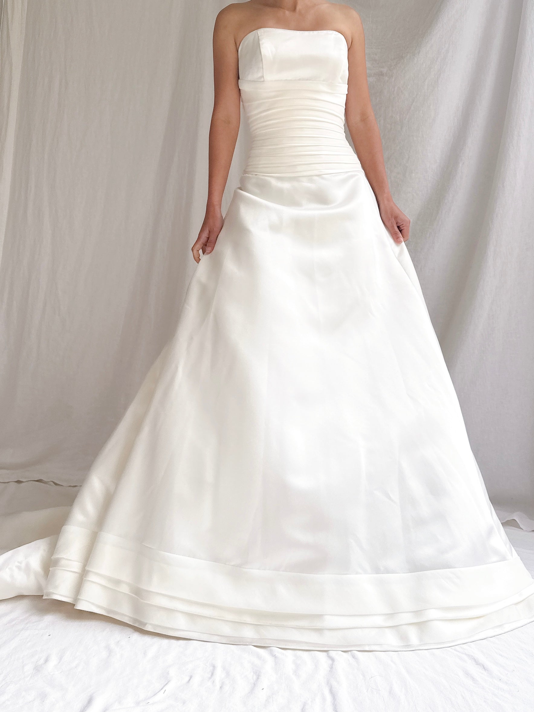 Vintage Satin Strapless Gown - M