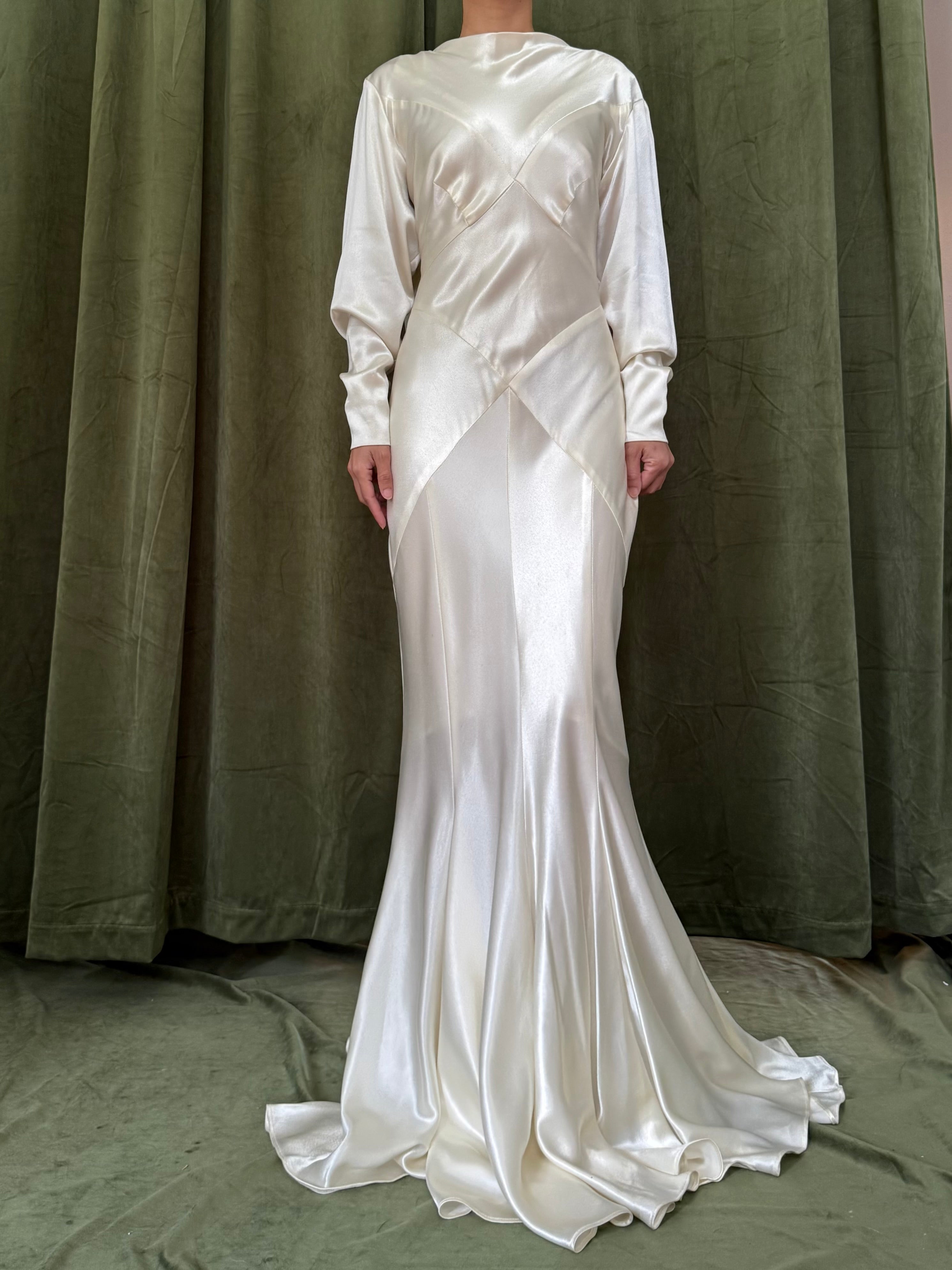1980s Satin Bias Cut Dress - S-M