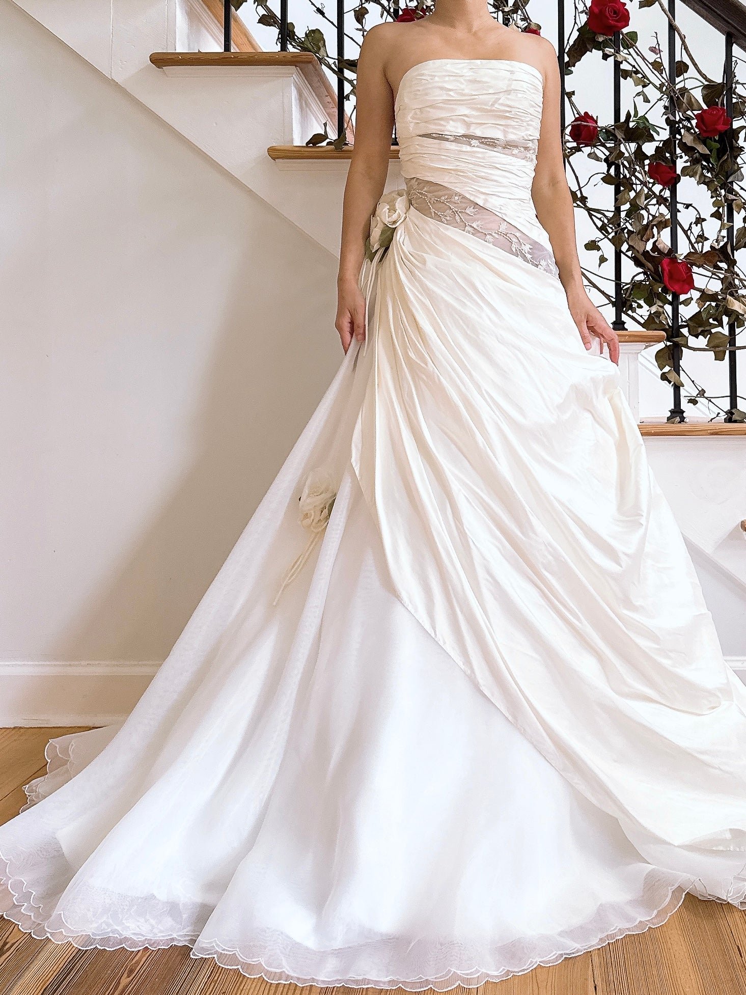 00 Saint Pucci Silk Strapless Draped Gown - M