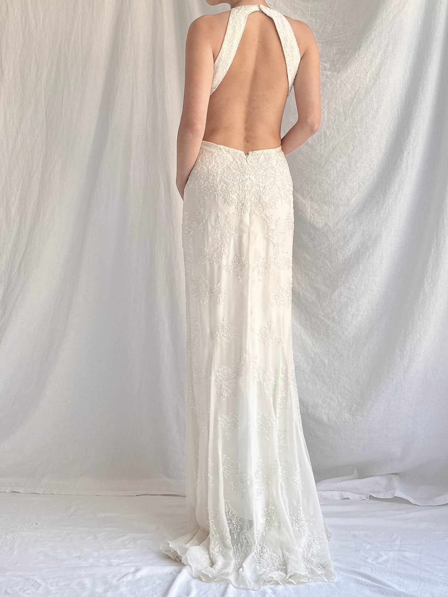 1990s Silk Beaded Gown - M