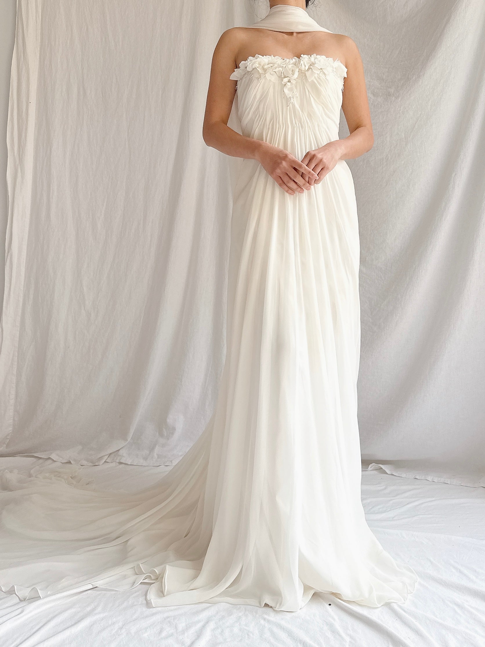 1990s Maggie Sotero Couture Chiffon Gown - XS-S