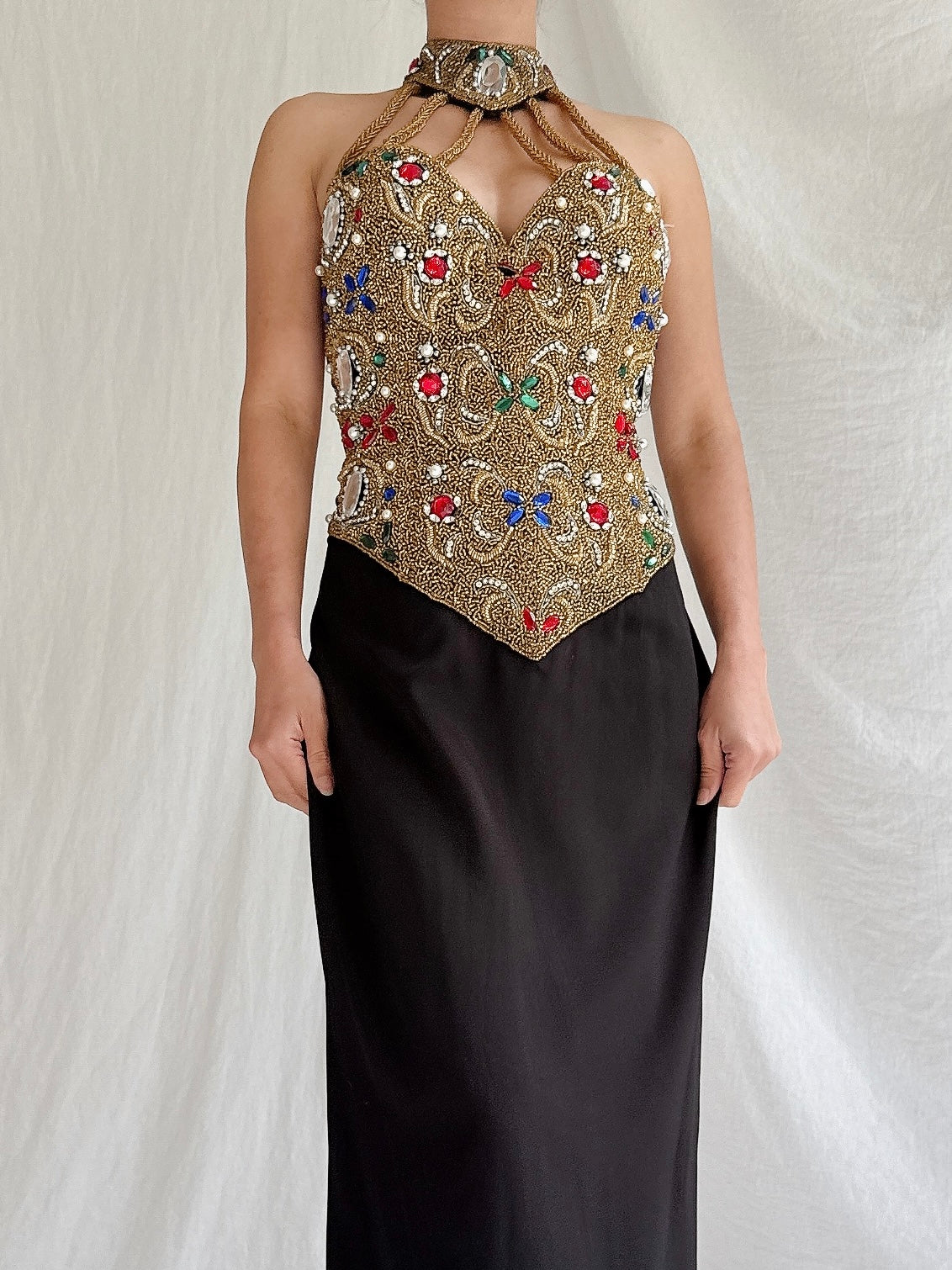 Vintage Encrusted Bodice Gown - M/L