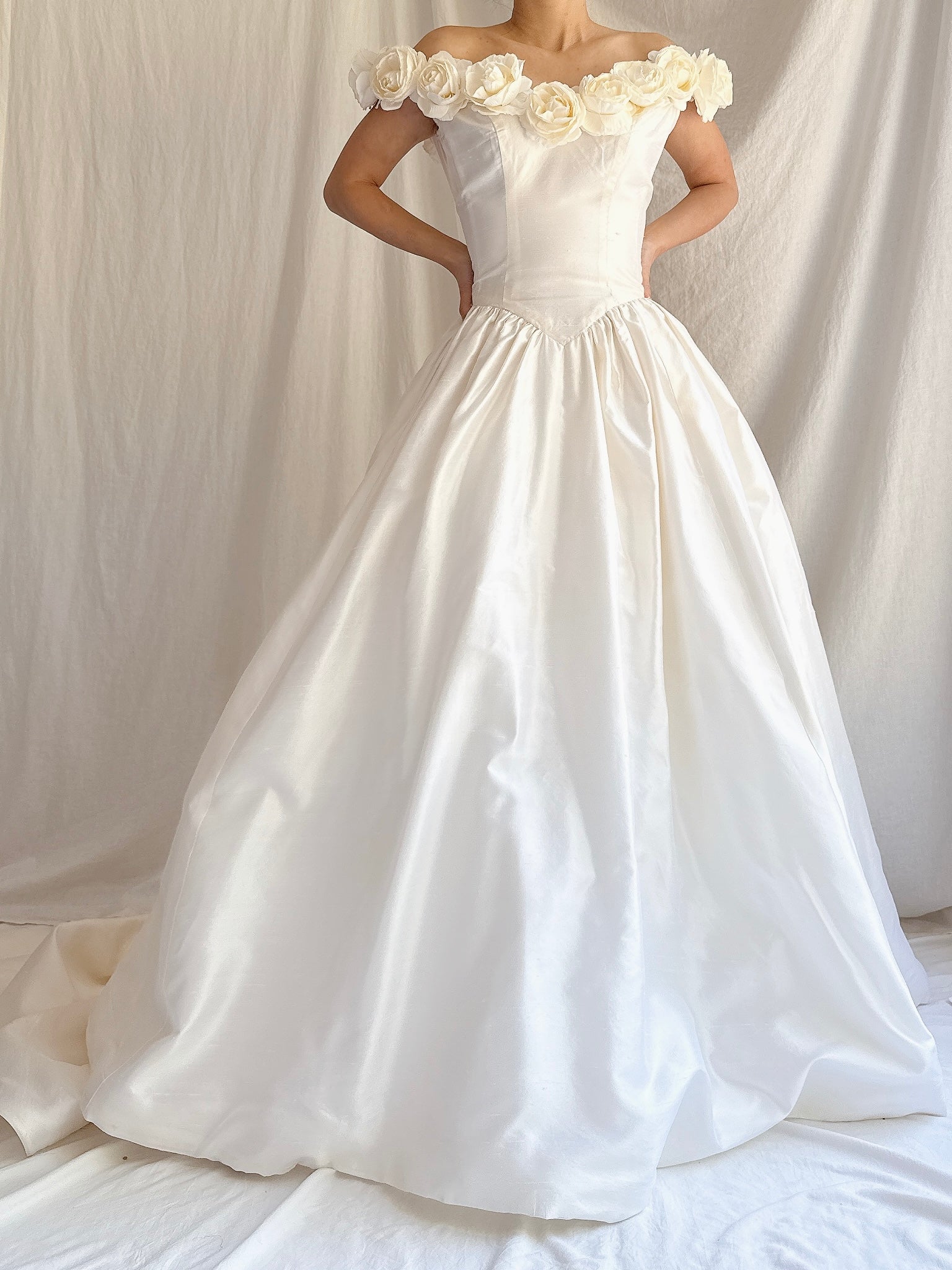Vintage Silk Rosette Gown - XS