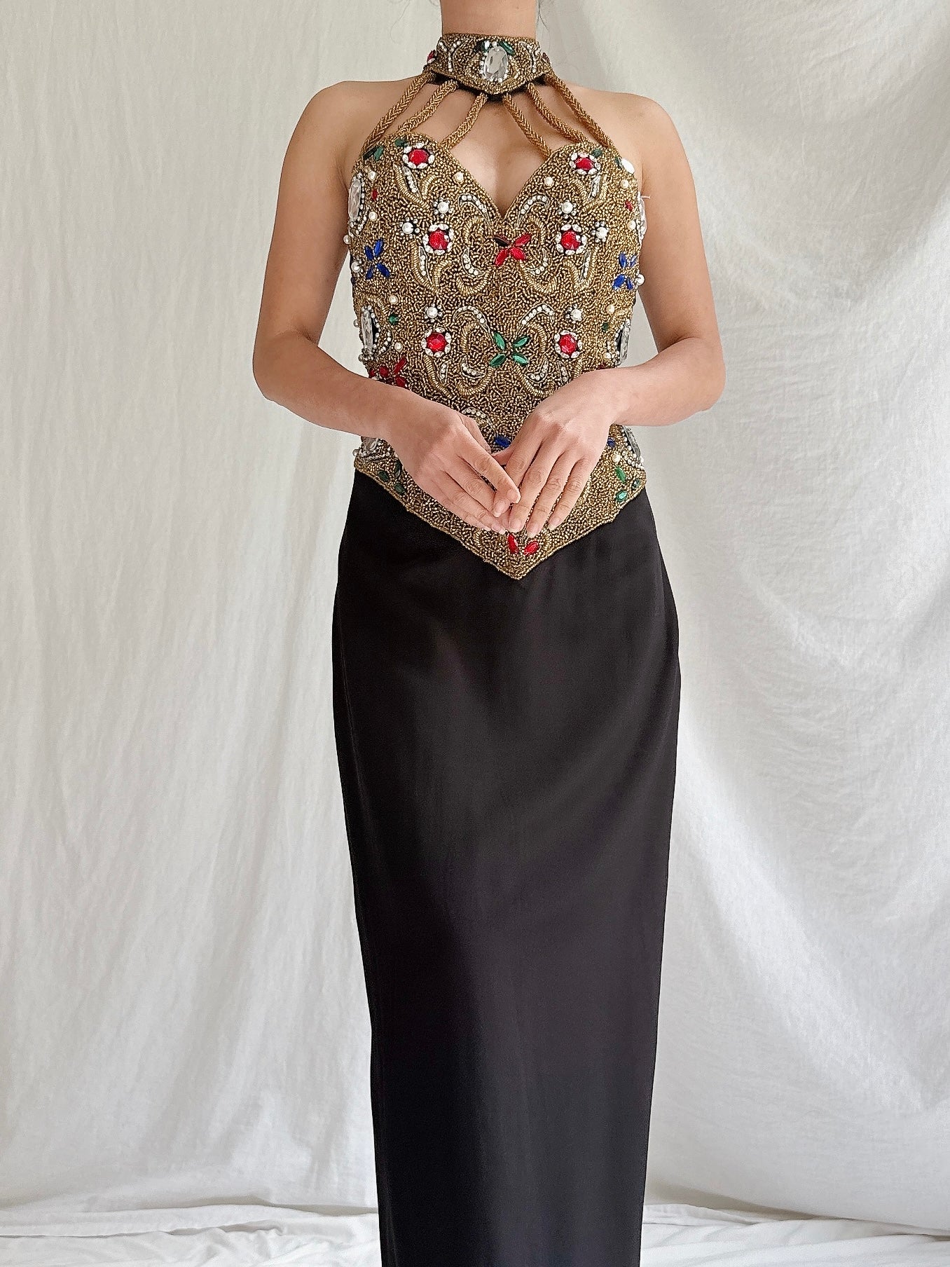 Vintage Encrusted Bodice Gown - M/L