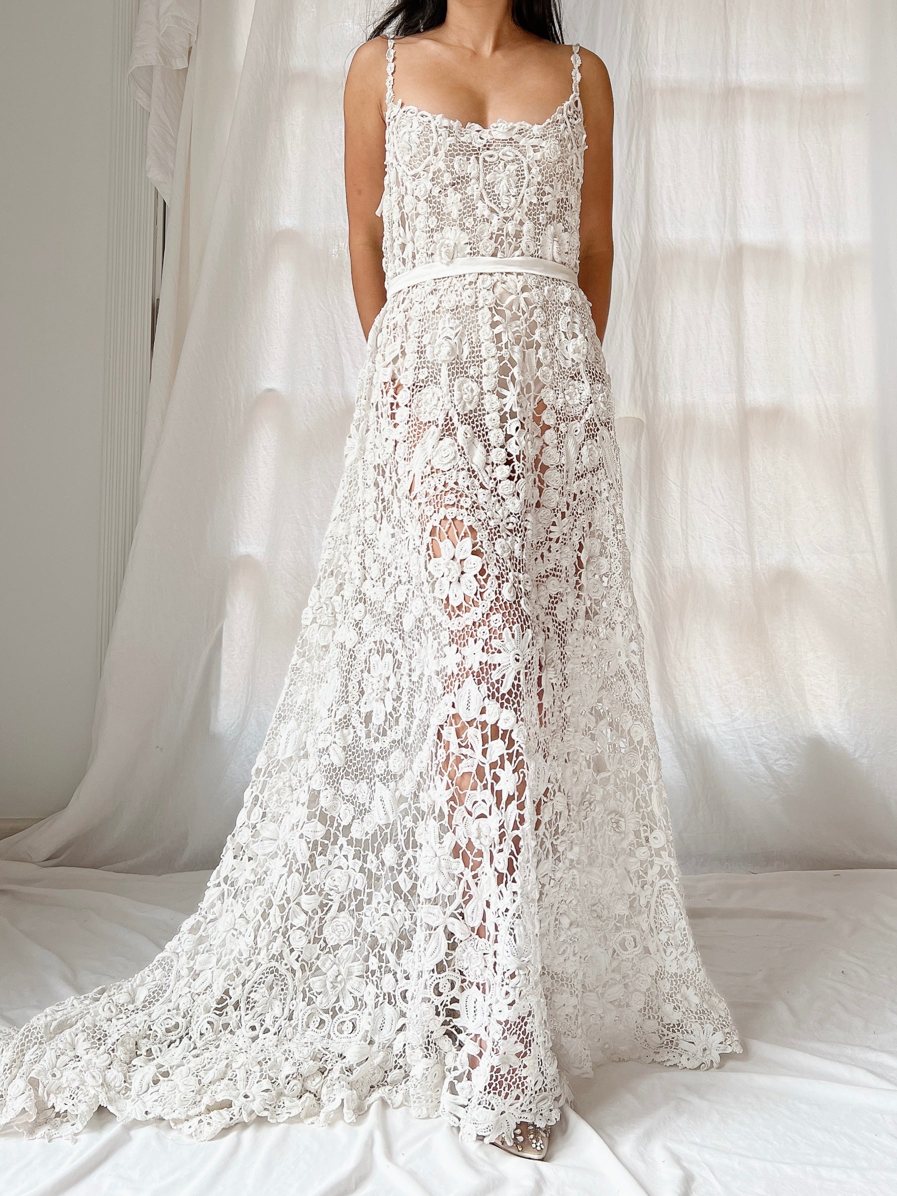 Antique Irish Crochet Dress - OSFM