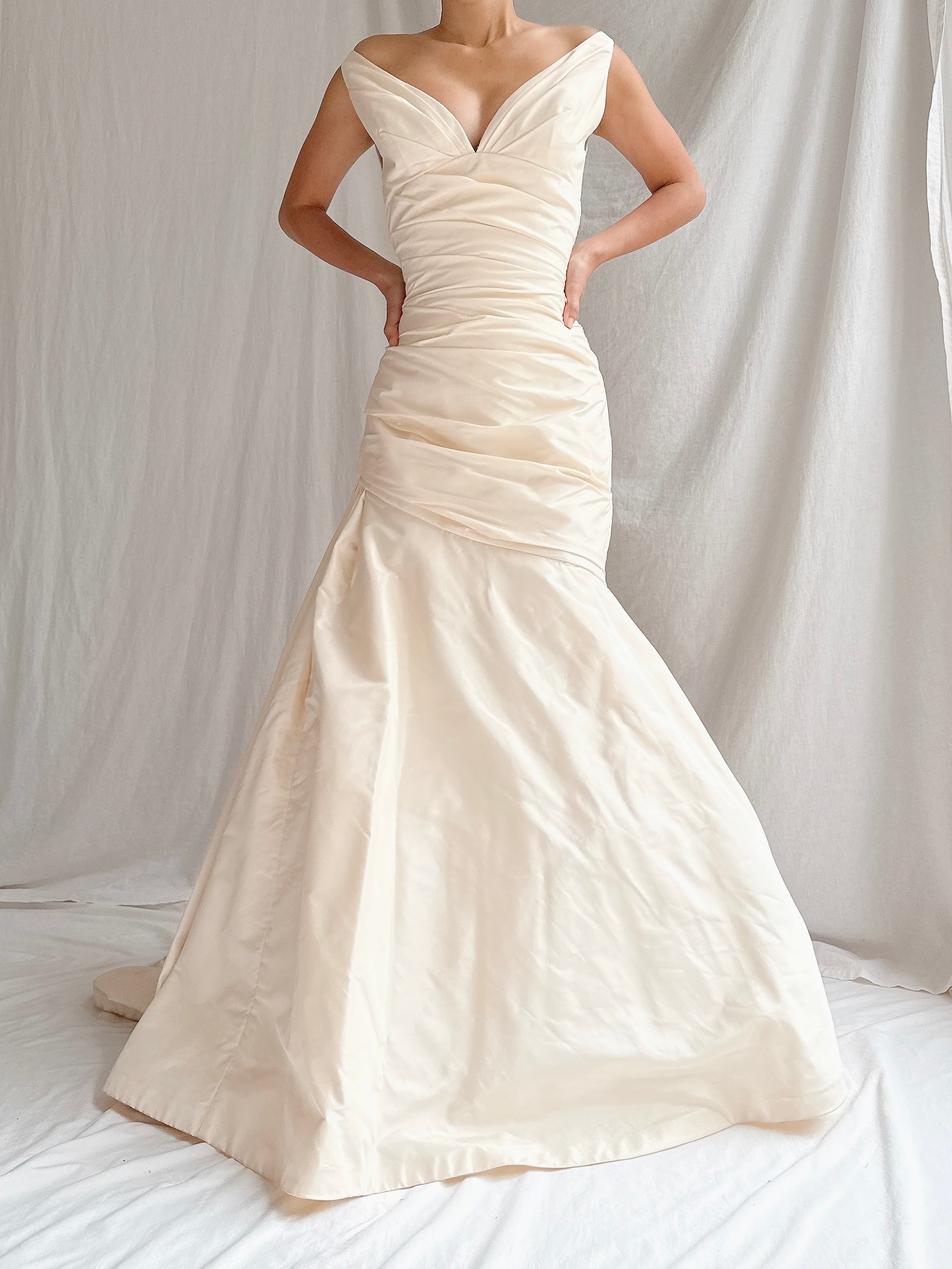 Vintage Silk Draped Gown - S