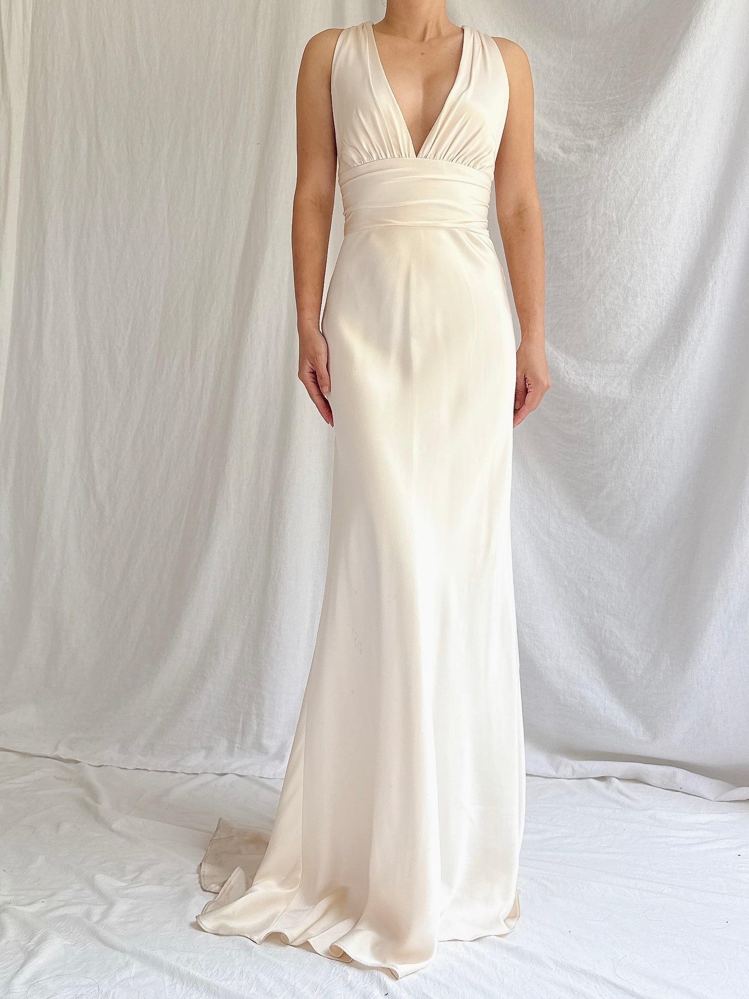 Vintage Silk Plunging Gown - XS/0/2