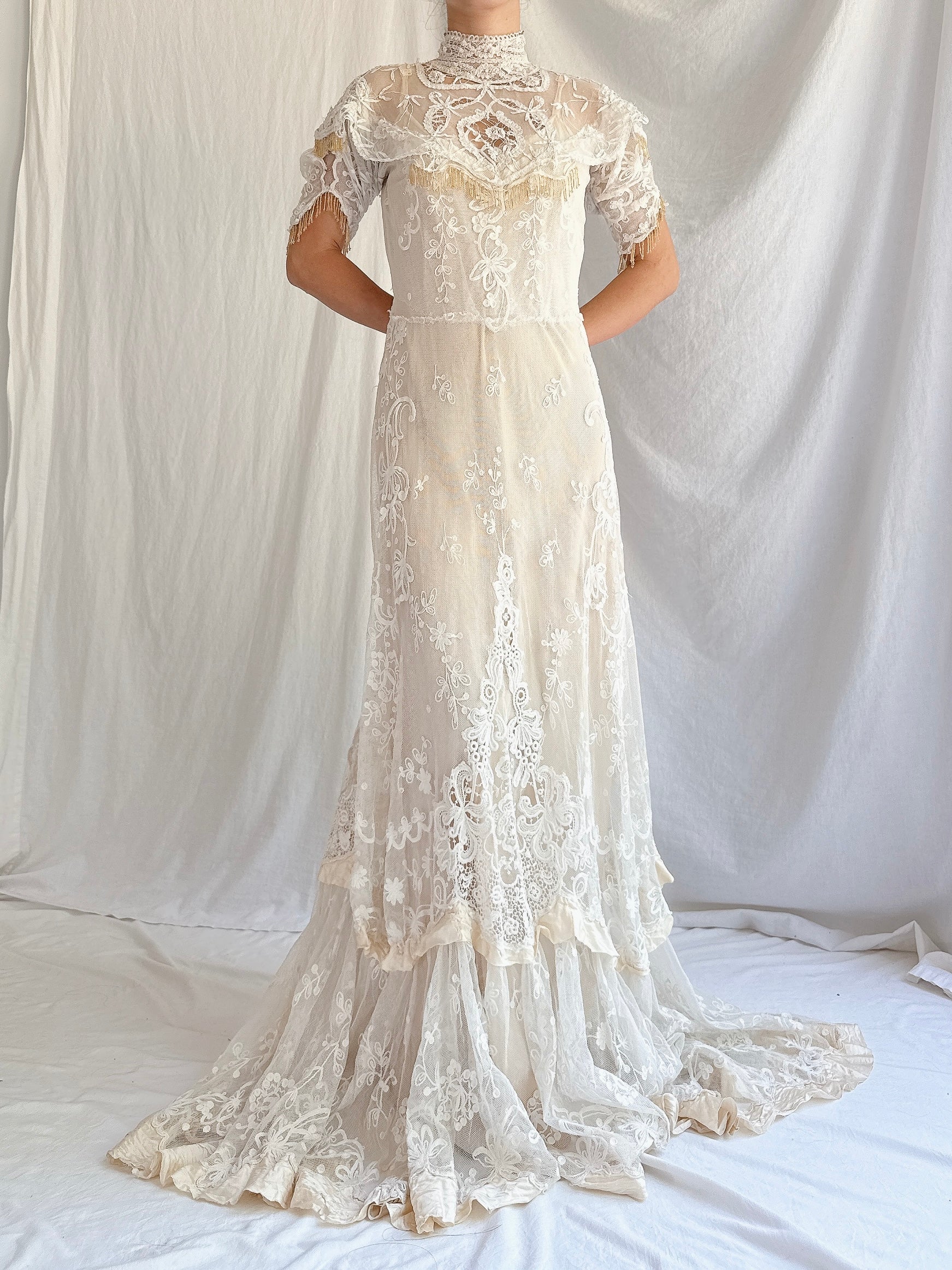 Antique Tambour Lace Gown - XS