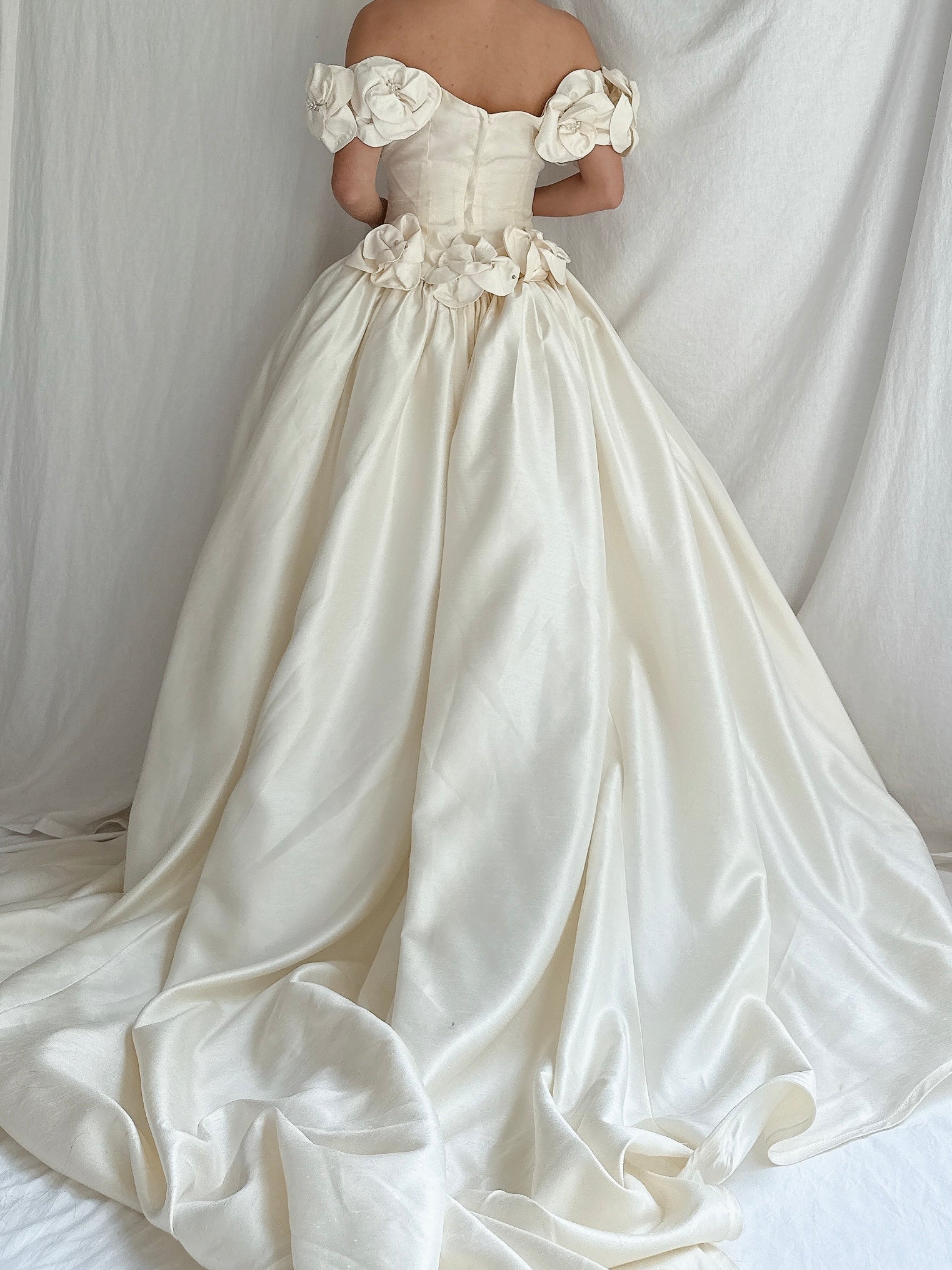 Vintage Raw Silk Basque Waist Gown - S