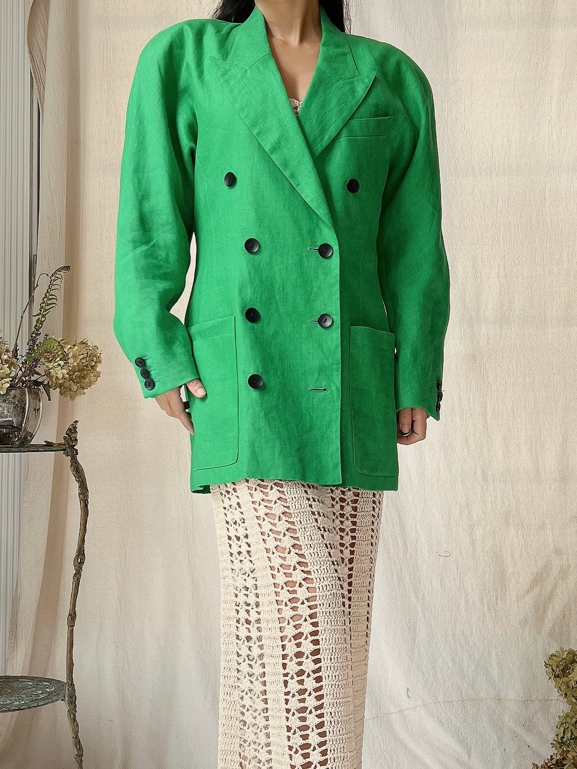 Vintage Escada Linen Jacket -  S/M
