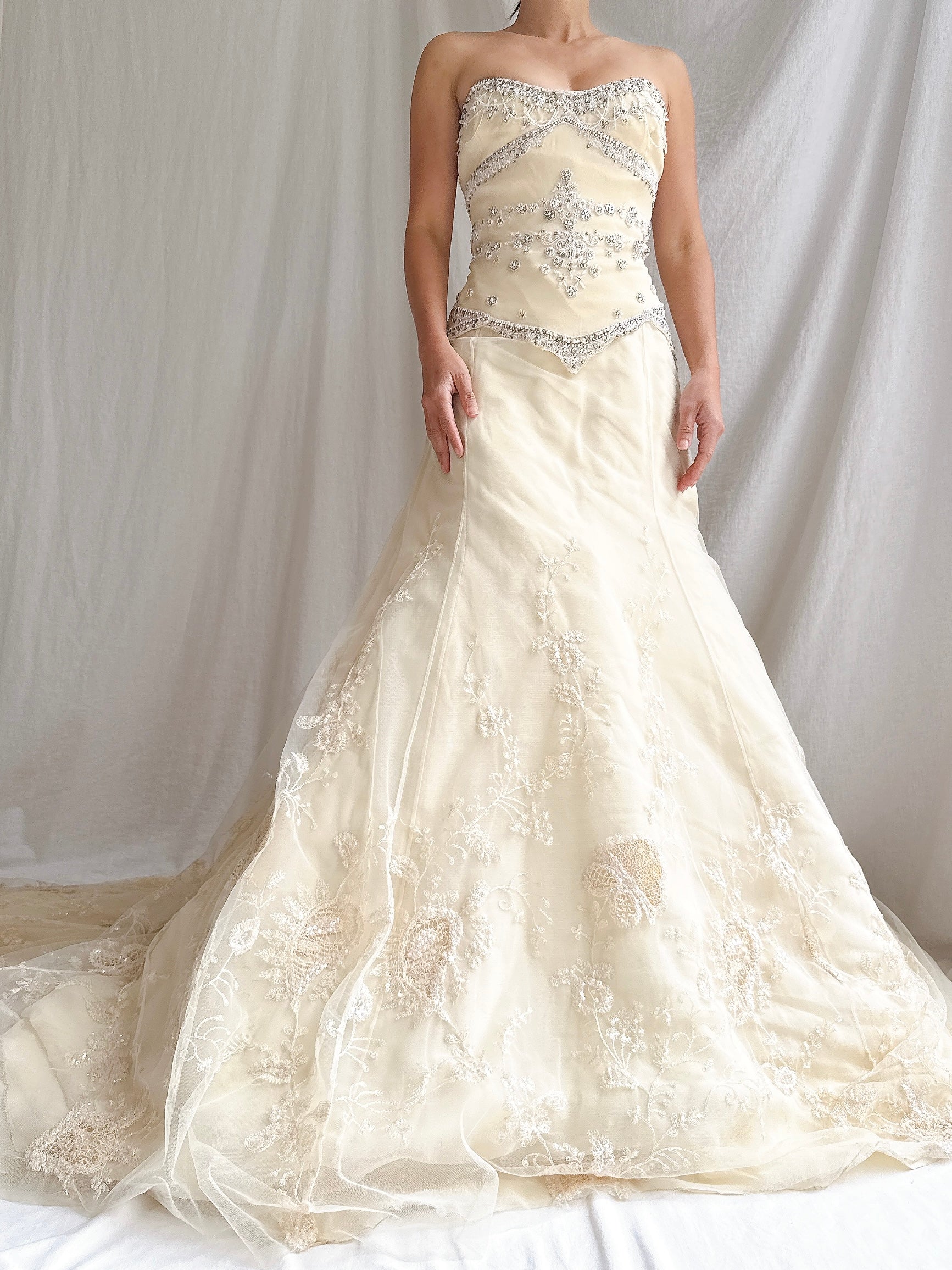 Vintage Badgley Mishka Couture Silk Embroidered Gown - M/6