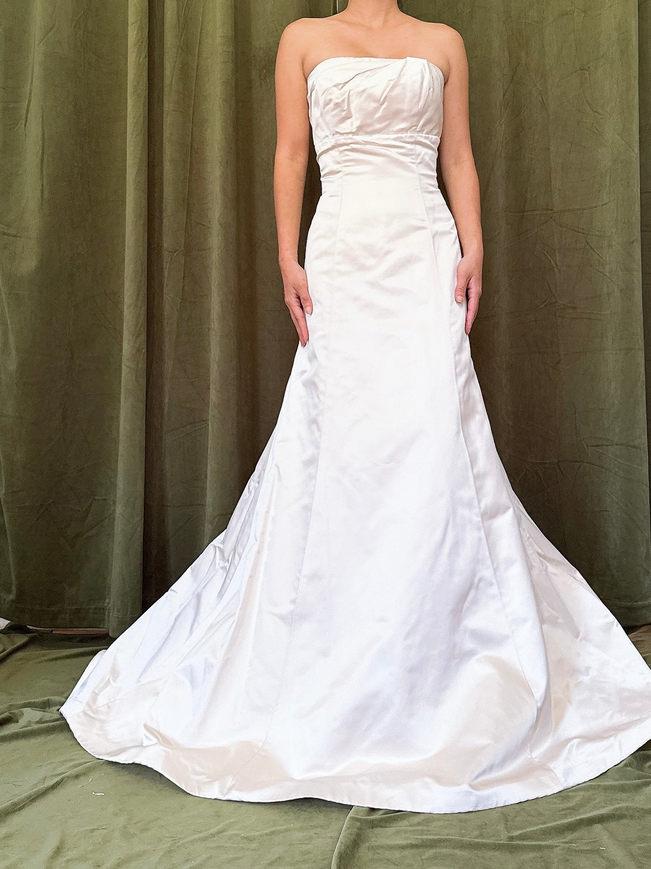 Pleated Bust Strapless Silk Gown - 34B/27W/40H/54L