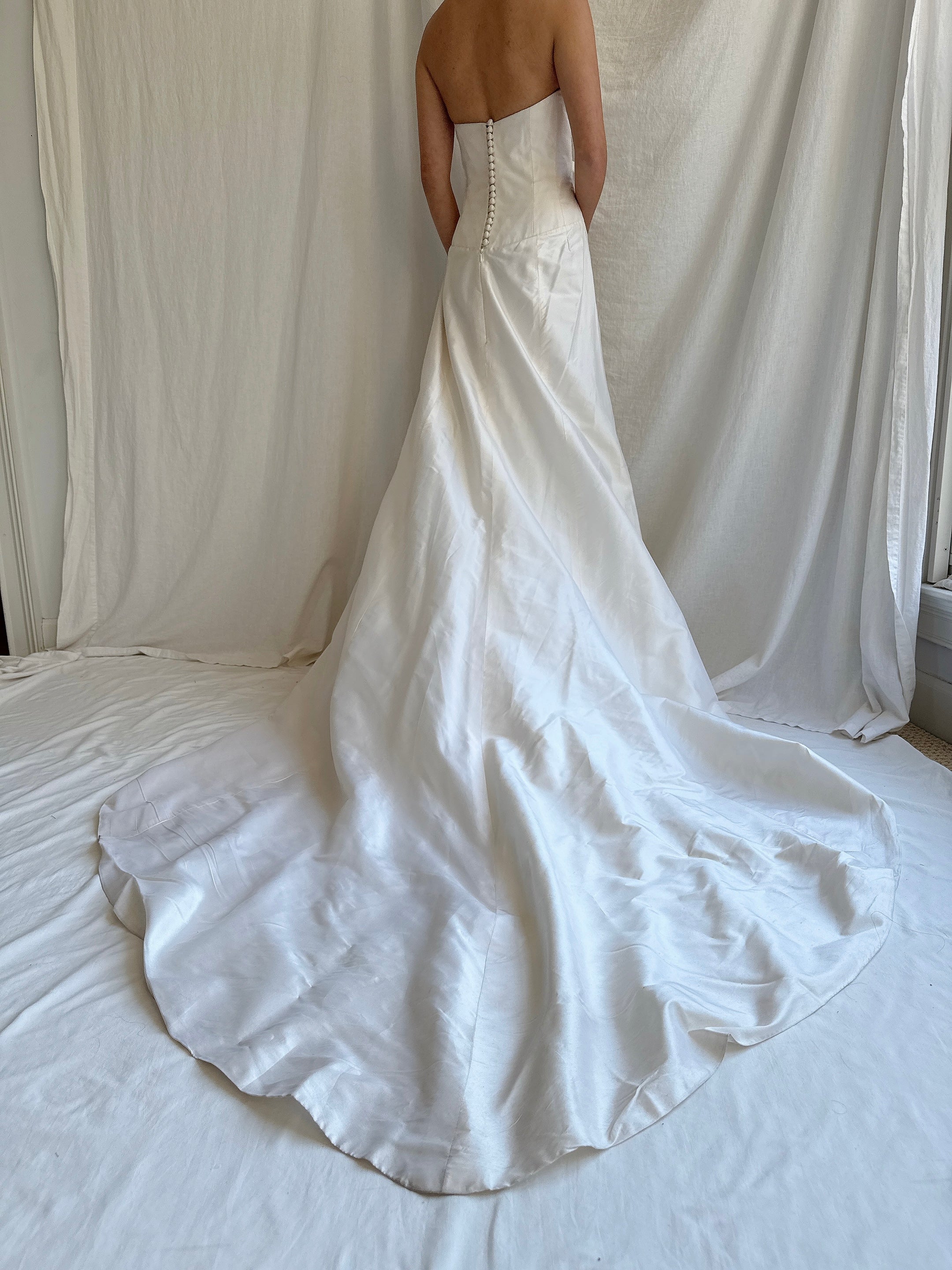 Vintage UK Silk Strapless Gown - M/L 8/10
