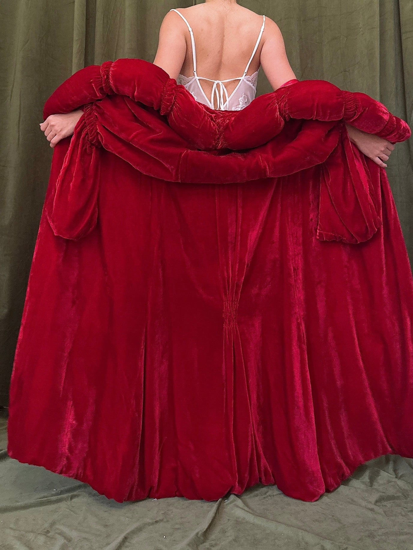 1920s Red Silk Velvet Opera Coat - OSFM